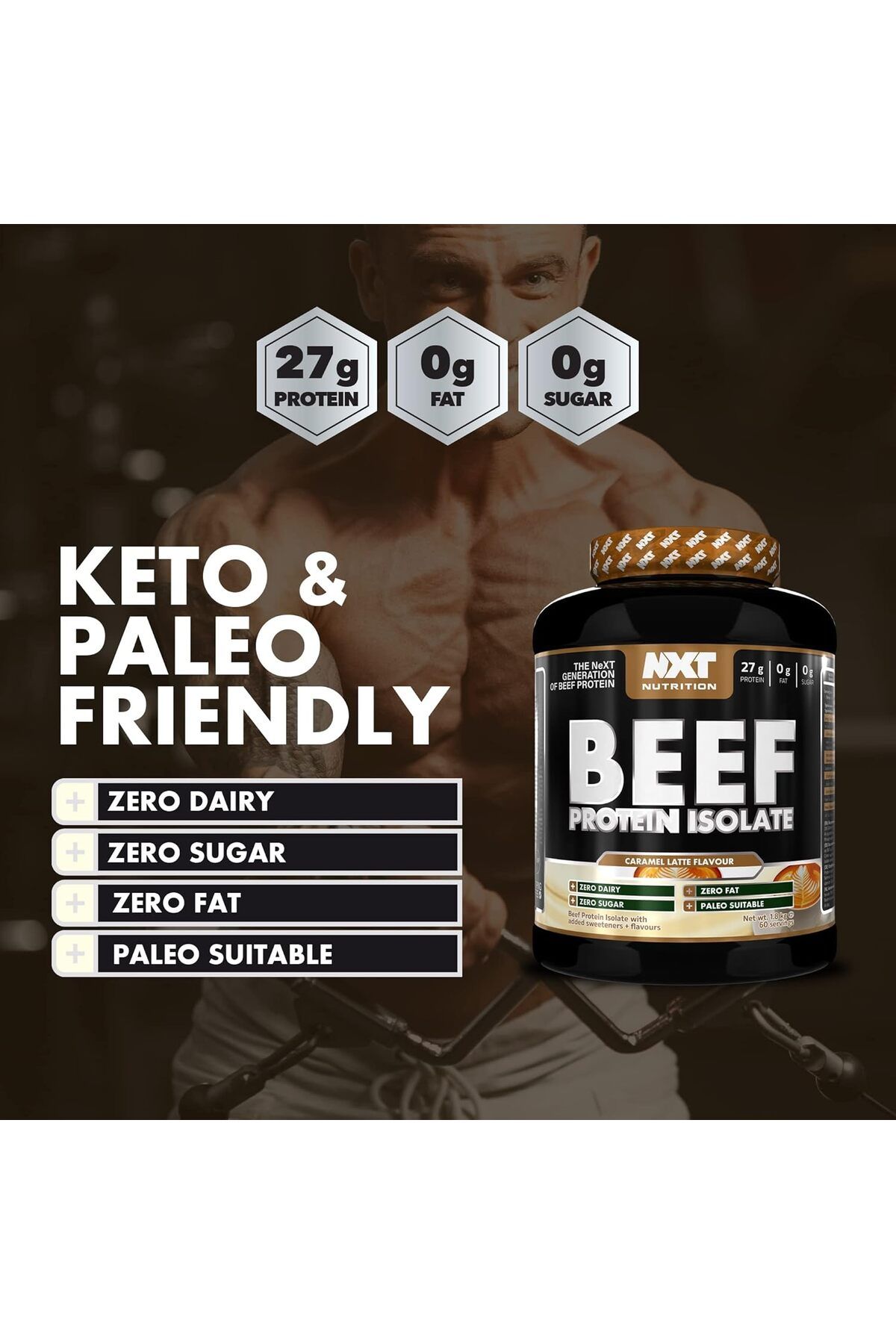 NXT Nutrition-Beef Isolate, Latte Caramel, 1.8 Kg, Zero Dairy, Zero Sugar 3