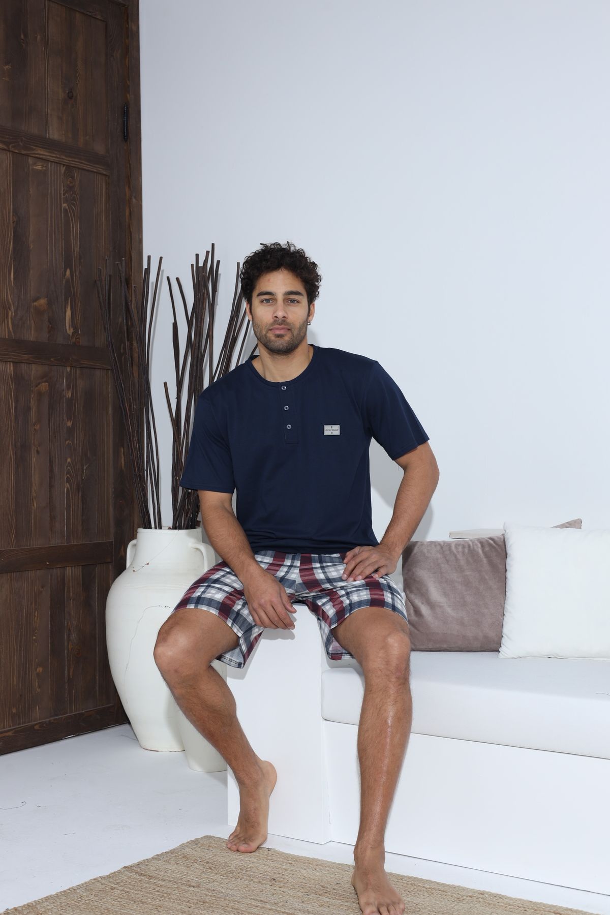 CALİA-Set de pijamale pentru bărbați cu pantaloni scurți cu mânecă scurtă SEZON NOU 7