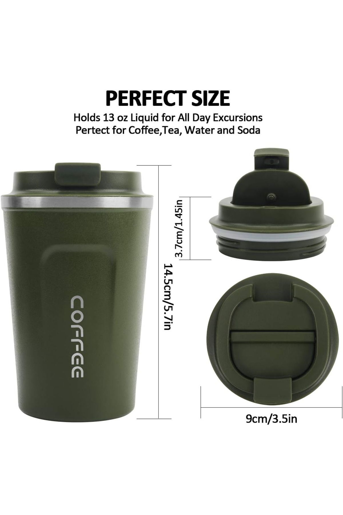 Primo Plus-Stainless Steel Vacuum Thermos Mug Green 380ml 2
