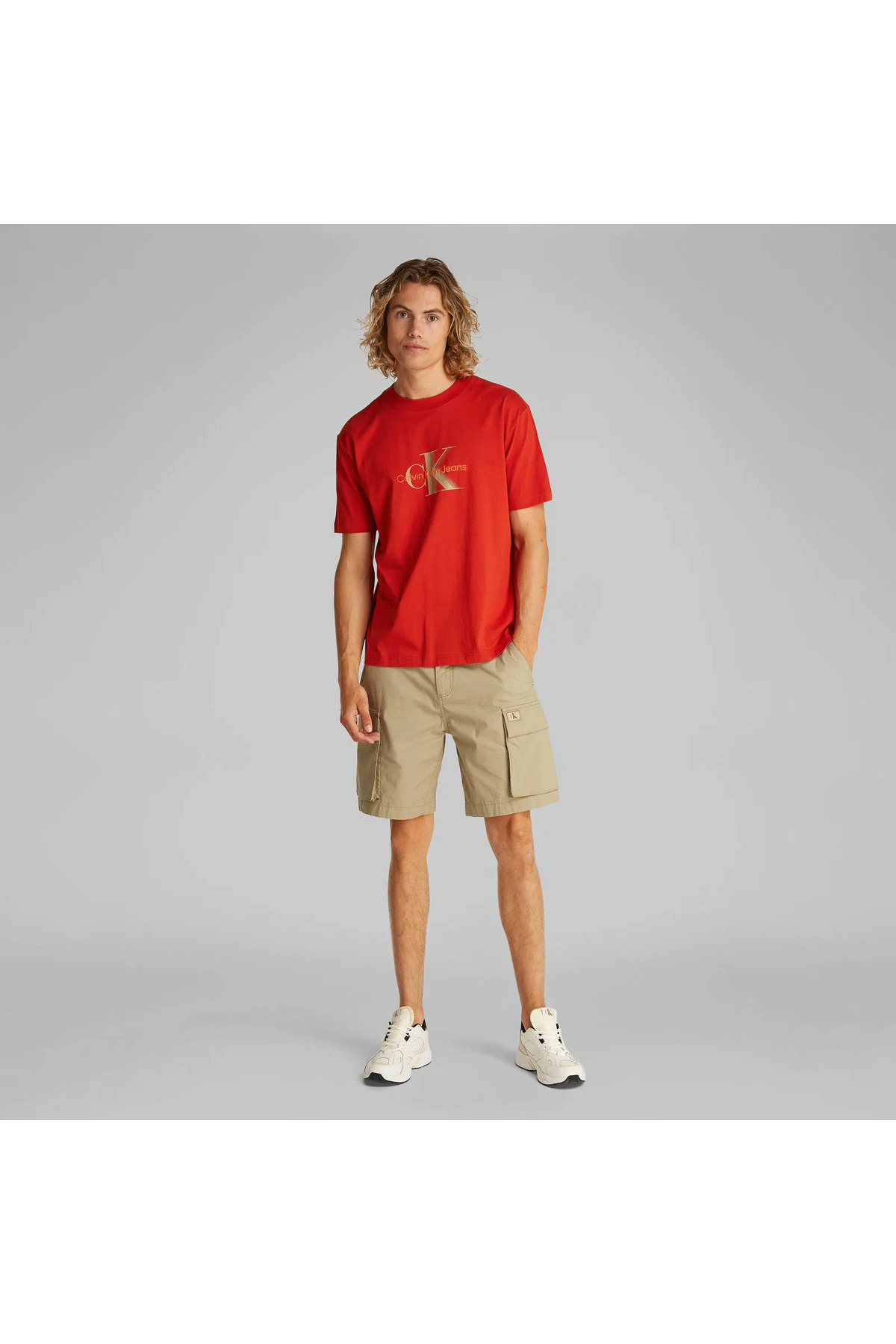 Calvin Klein-Men's Regular Fit Cotton Red T-Shirt J30J 327471 -Xni 2