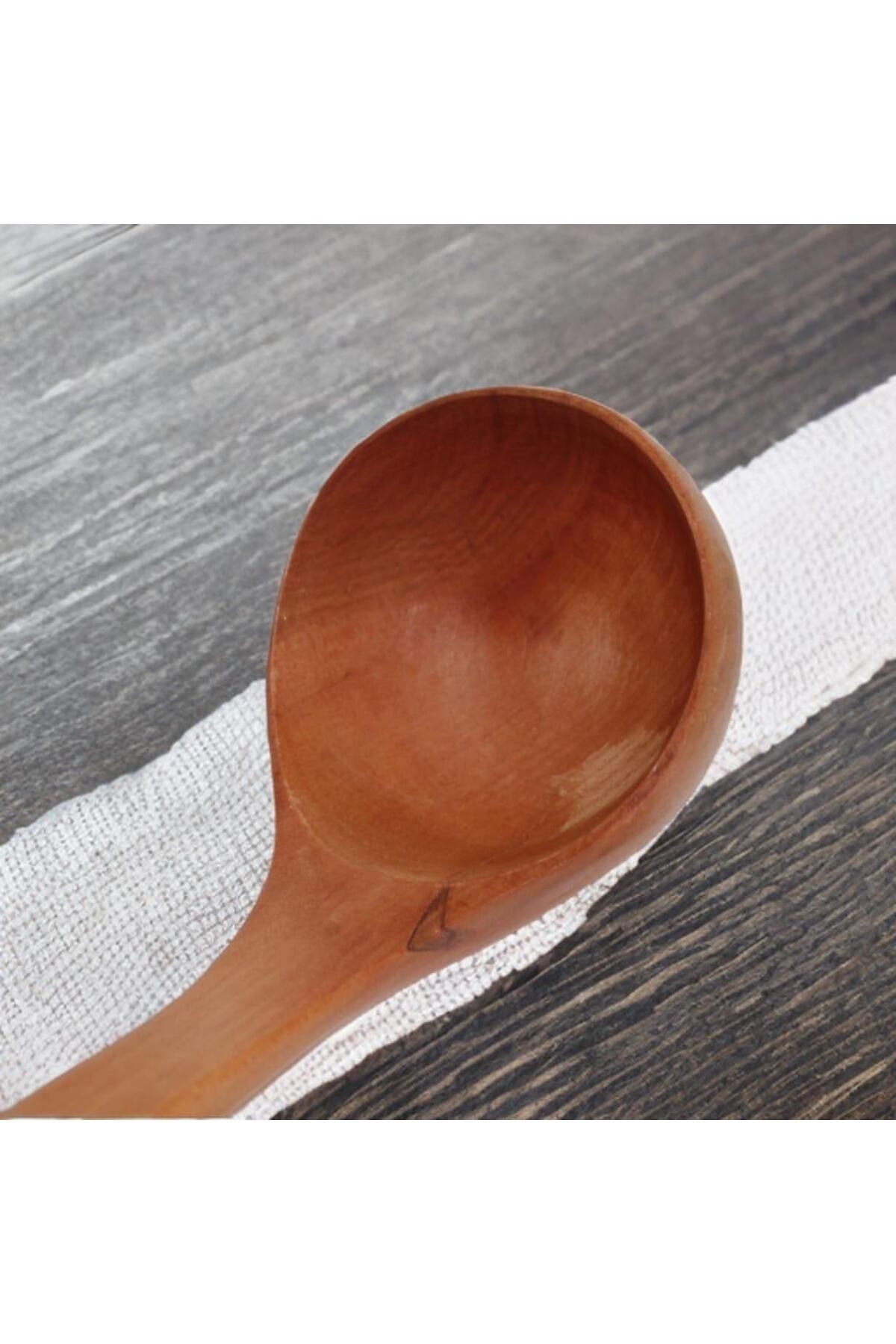 RAMDET-30cm Wooden Ladle Deep Soup Spoon Wooden Board Dining Ladle Ladle with Hanging Hole 2