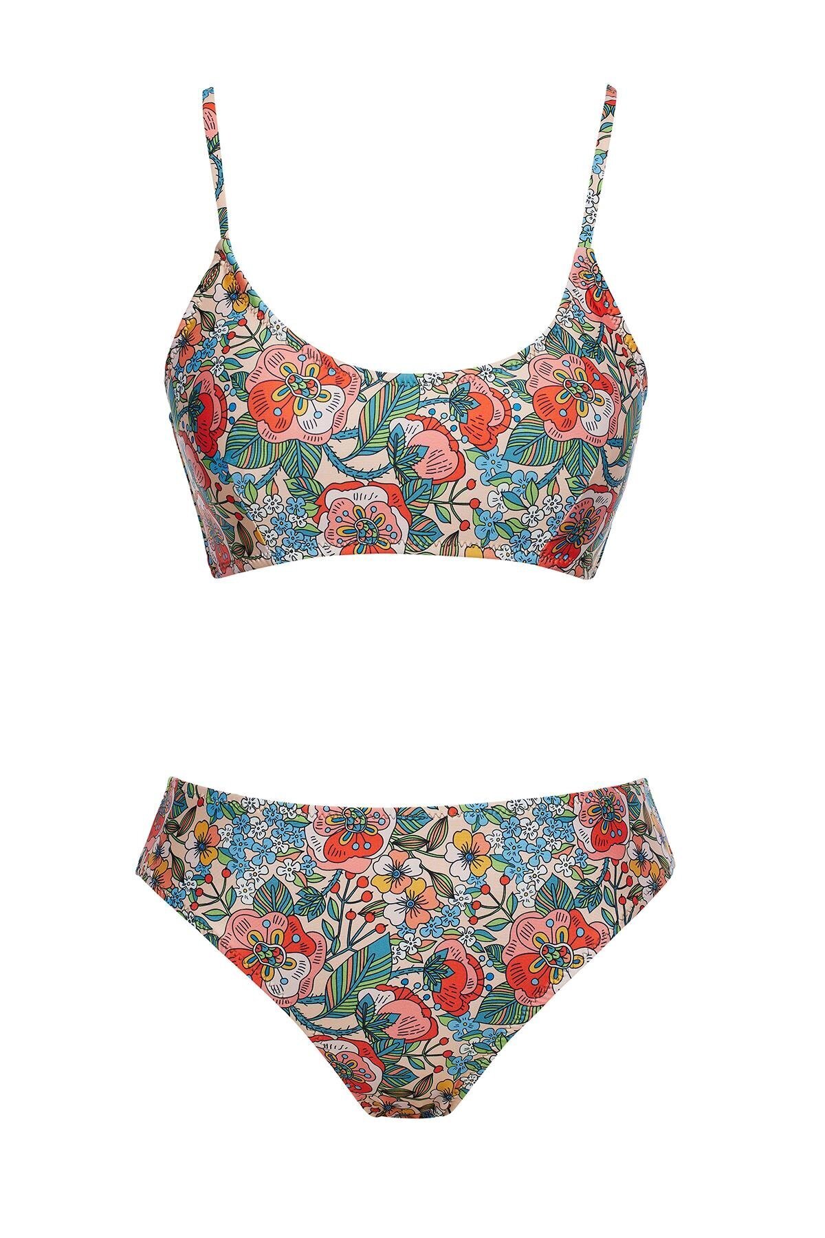 SAILOR moda Yuvarlak Yaka Desenli Bikini Takım