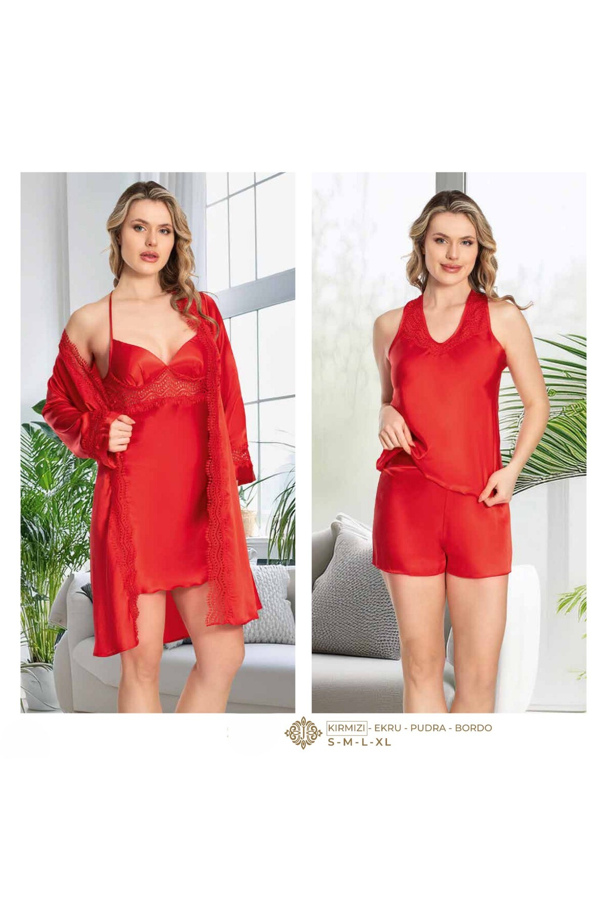 The Avenue Kadın Saten Dantelli  6'lı Çeyizlik Gecelik Takımı TH0AVE12JRM