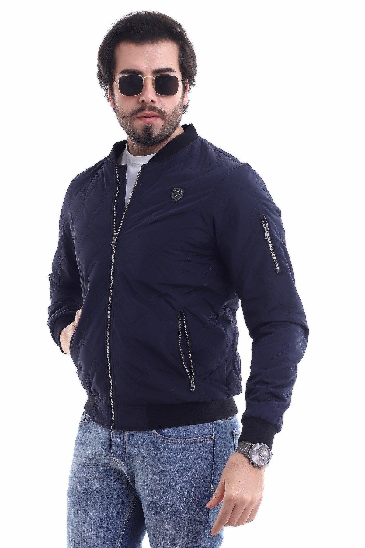 Erkek Desenli 30 Gr Hafif Ince Elyaflı Triko Detaylı Armalı Ince Yazlık Mevsimlik Pilot Mont görsel 5