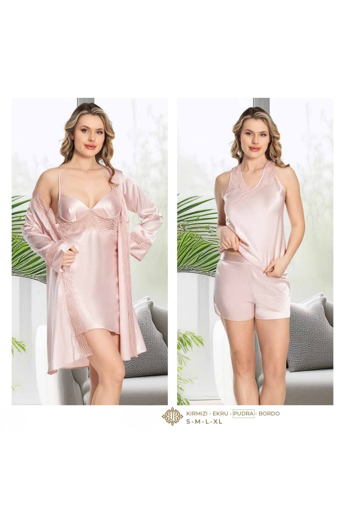 The Avenue Kadın Saten Dantelli  6'lı Çeyizlik Gecelik Takımı TH0AVE12JRM