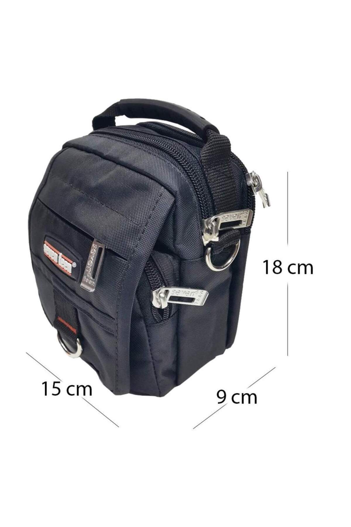 SEVENTEEN  Seven Teen 2302 Siyah Su Geçirmez Kumaş Çok Gözlü El Çantası - Görsel 2