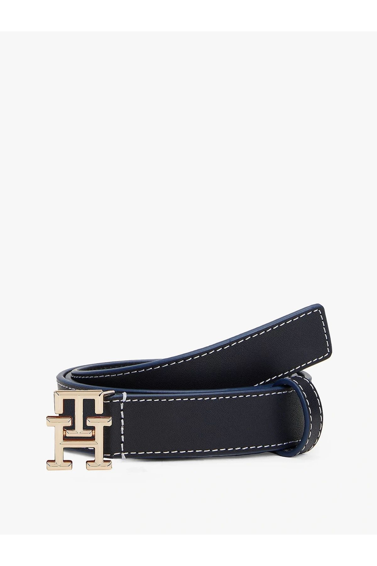 Tommy Hilfiger-Women's Navy Blue Th Monogram Leather Belt 4