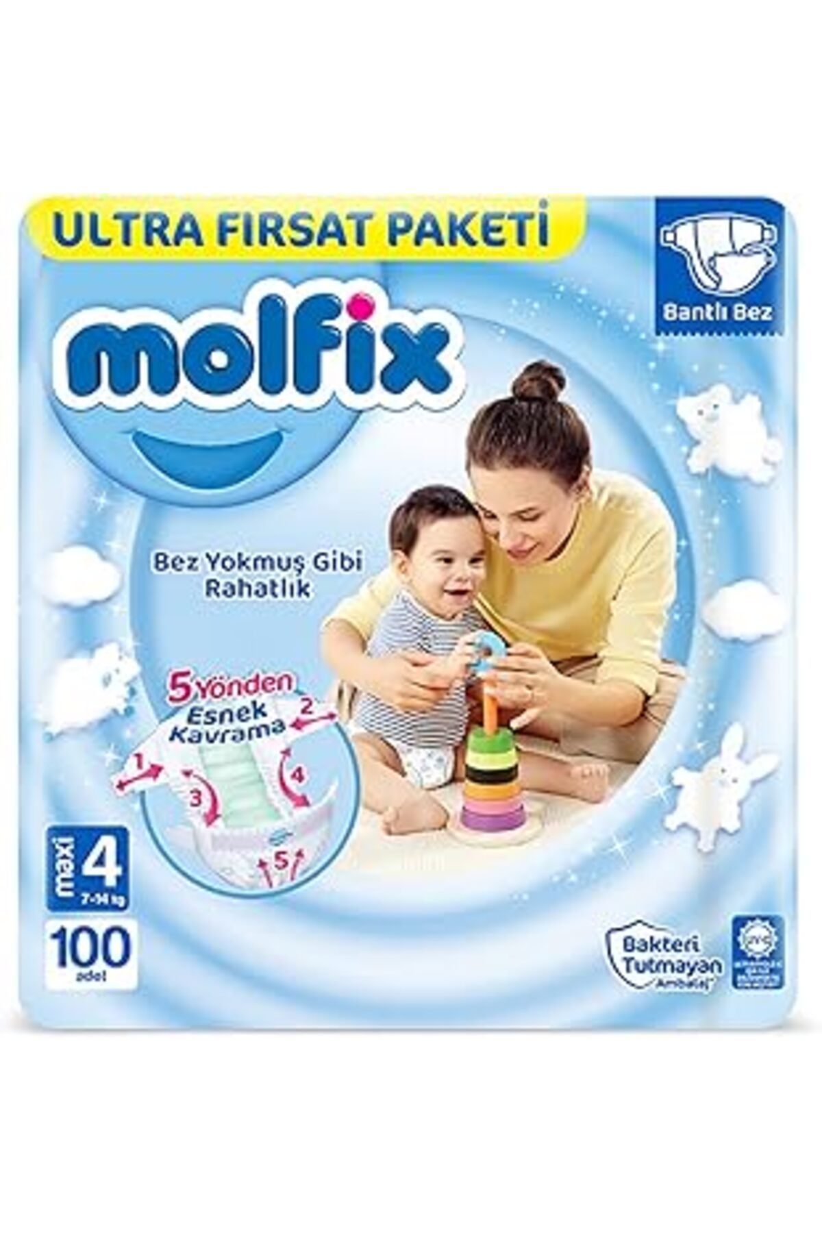 Mu Art Ahşap Molfix Maxi 4 Beden Aylık Bebek Bezi (1 X 100 ADET)