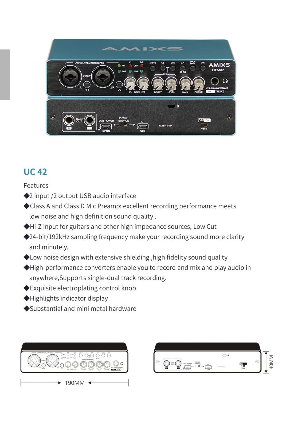 Choice-AMIXS UC42 Audio Interface for Recording Computer Free Drive USB External Sound Card for Pc Audio... 8