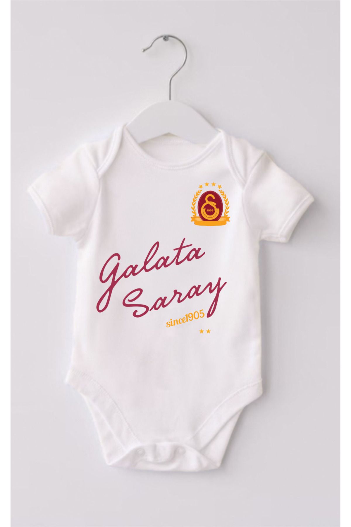 Outdoor One Organik %100 Pamuk Sarı Kırmızı Since Baskılı Bebek Body Badi Çıtçıtlı Zıbın