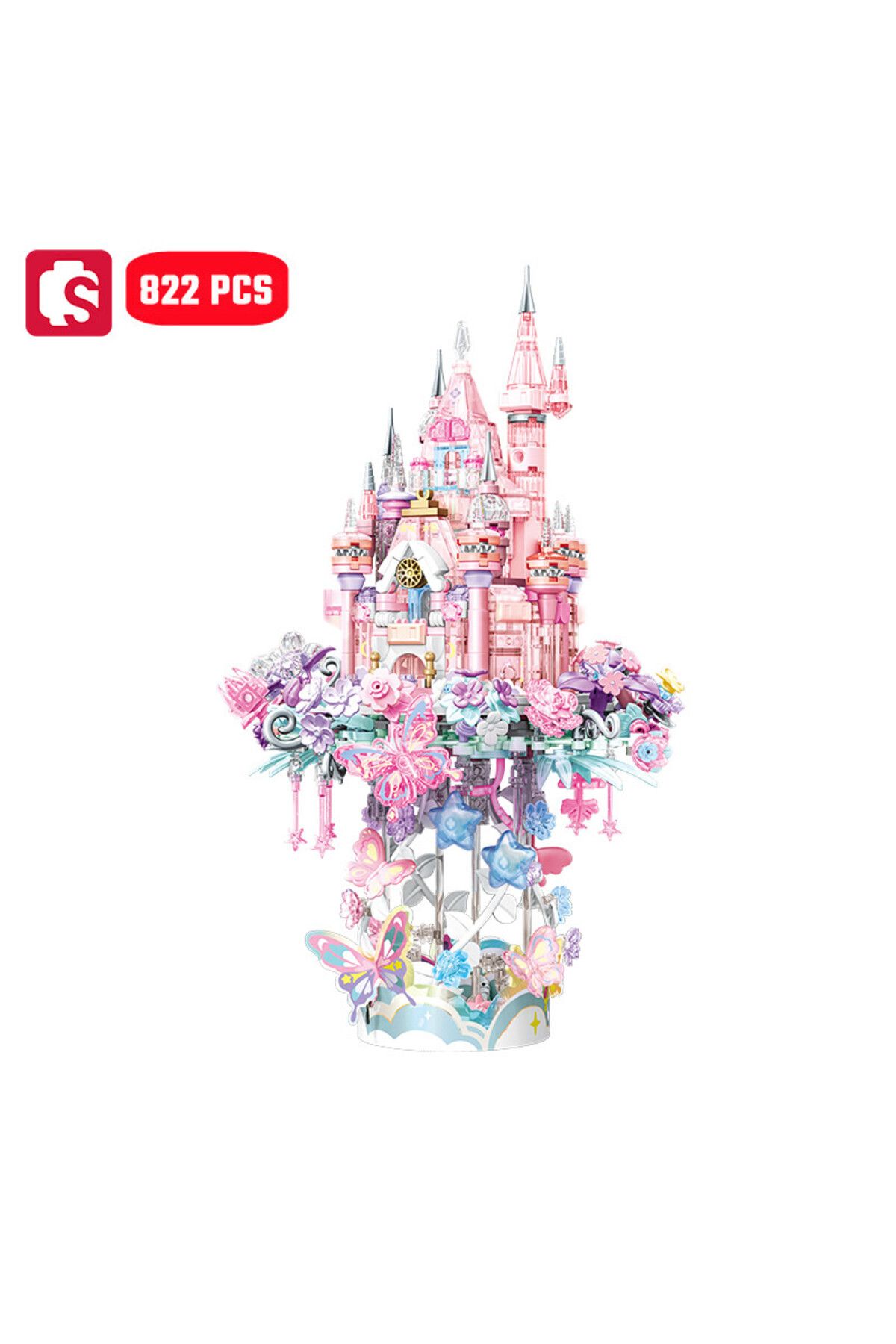 Choice-No Box 822pcs Sembo 822pcs Flower Castle Assemblage Building Blocks Architecture Models Home Decorat 1