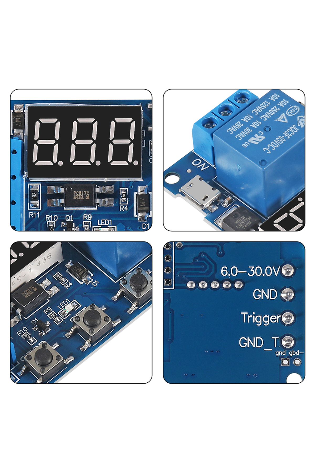 AOKIN-DC 6-30V Timer Relay Programmable Delay Relay Module Cycle Timer with LED Display 6V 9V 12V 24V M... 3