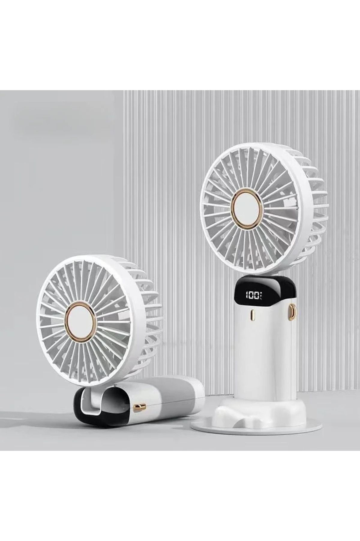 sulvgo-WHITE Portable Handheld Personal Rechargeable Fan LED Digital Display 90°Adjustable  Rechargeable Fa 1