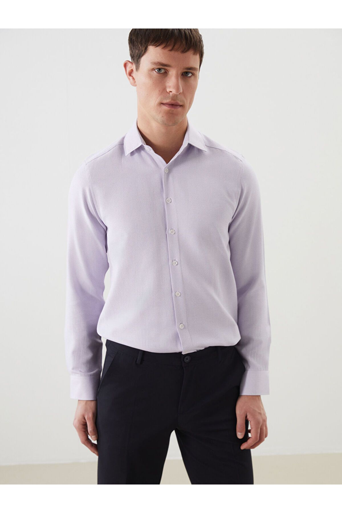LC Waikiki Slim Fit Uzun Kollu Armürlü Erkek Gömlek