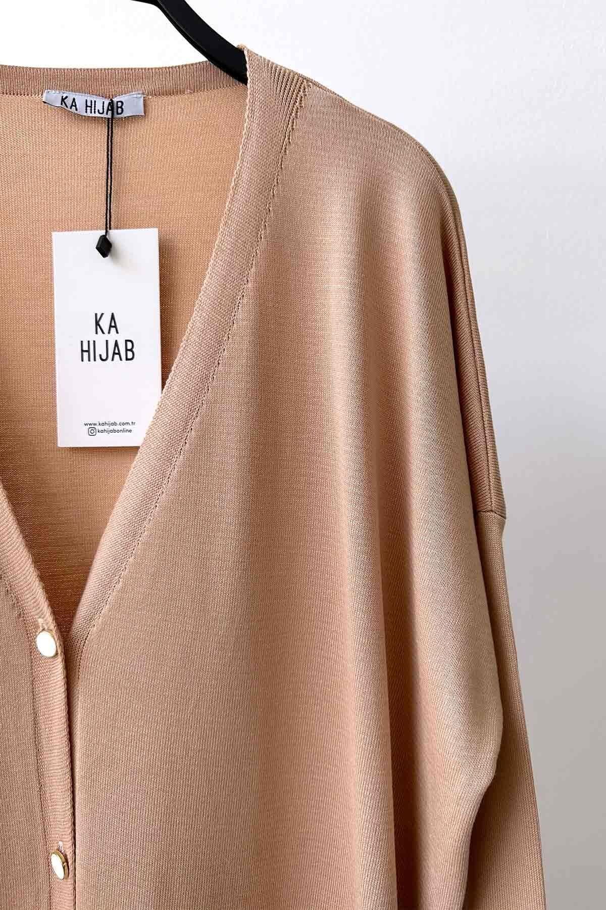 Ka Hijab-Ζακέτα Mercerized με κουμπιά Maxi Length - Milk Brown 2
