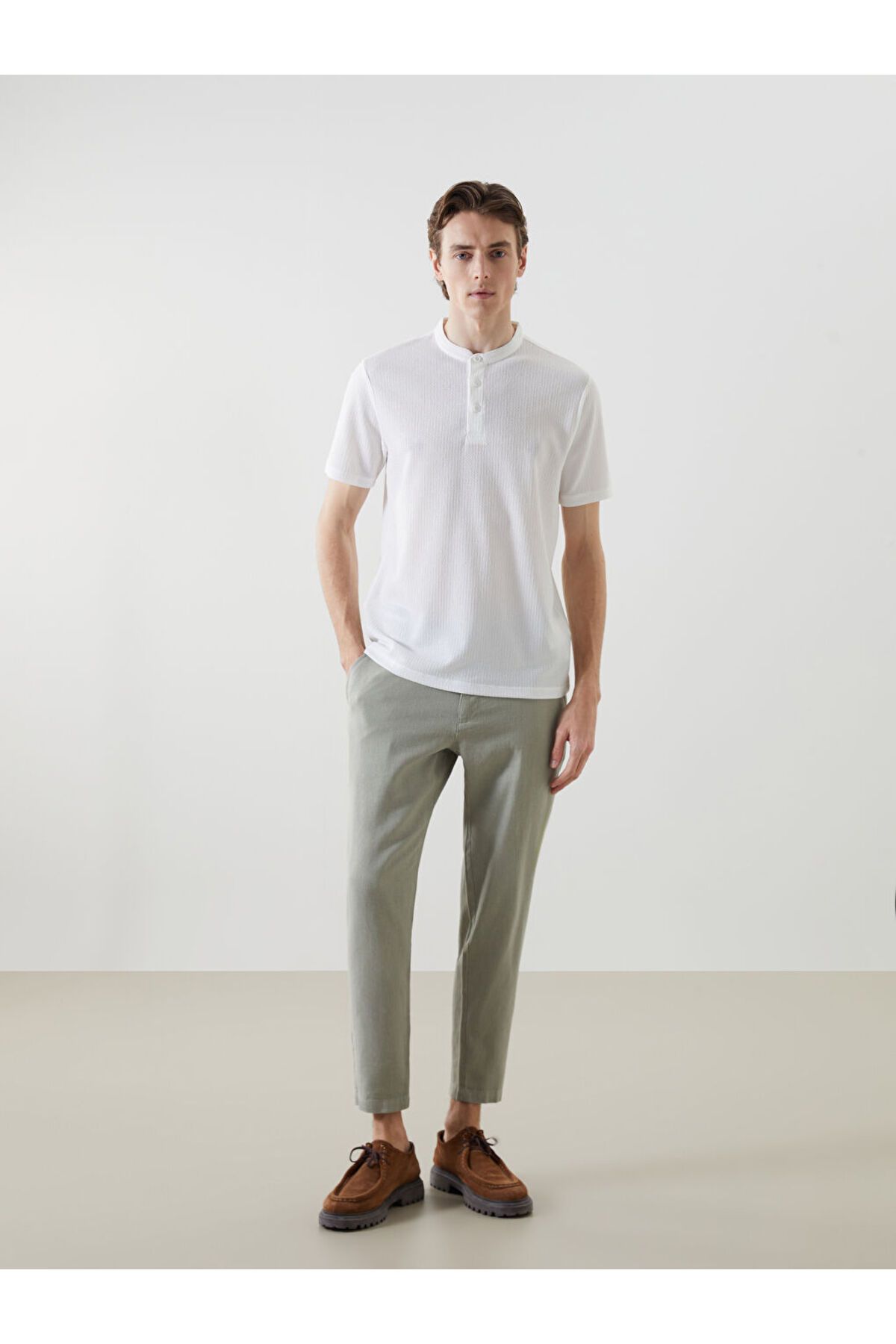 LC Waikiki-Νέα σεζόν Judge Collar Patterned Buttoned Ανδρικό Tisort με υφή - S5G417Z8 2