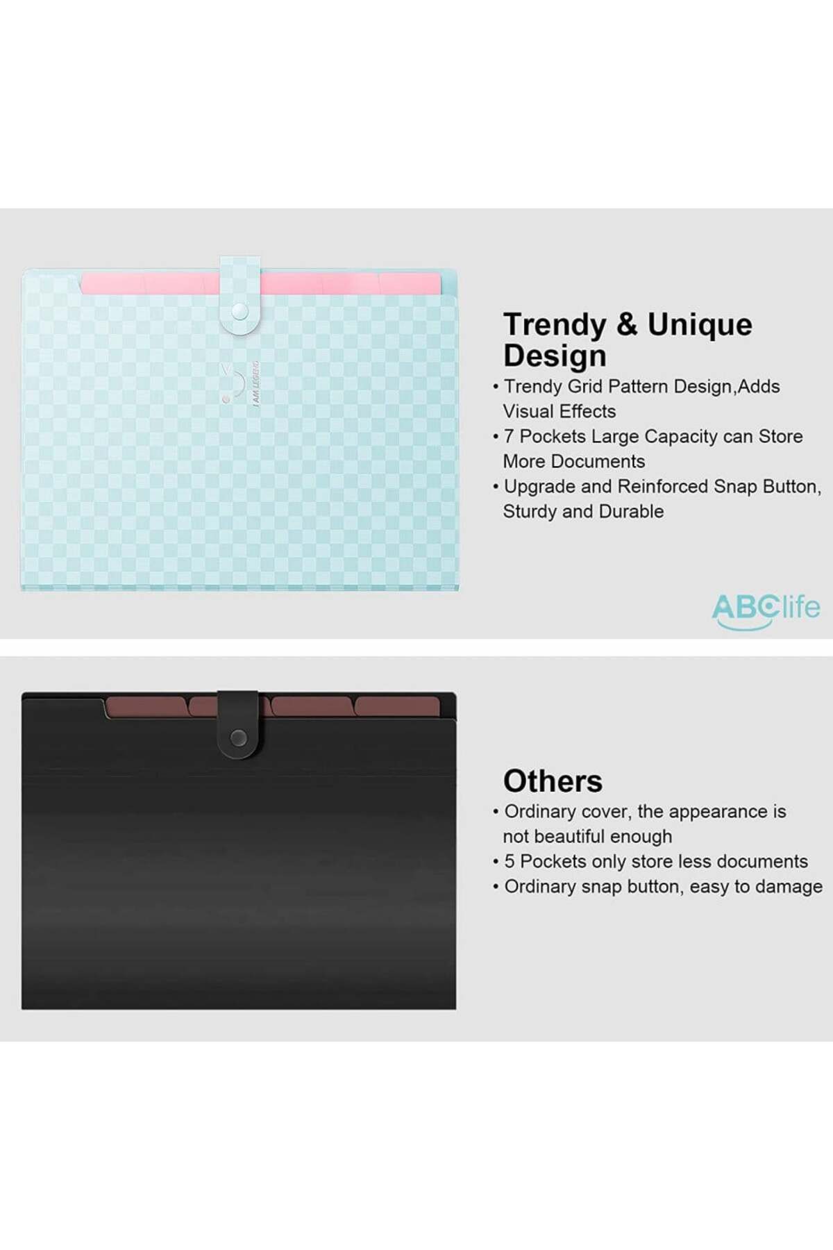 ABC-Set of 3 Organizers with 7 Accordion Pockets and 48 Labels, 32.5 X 24.3 Cm 6