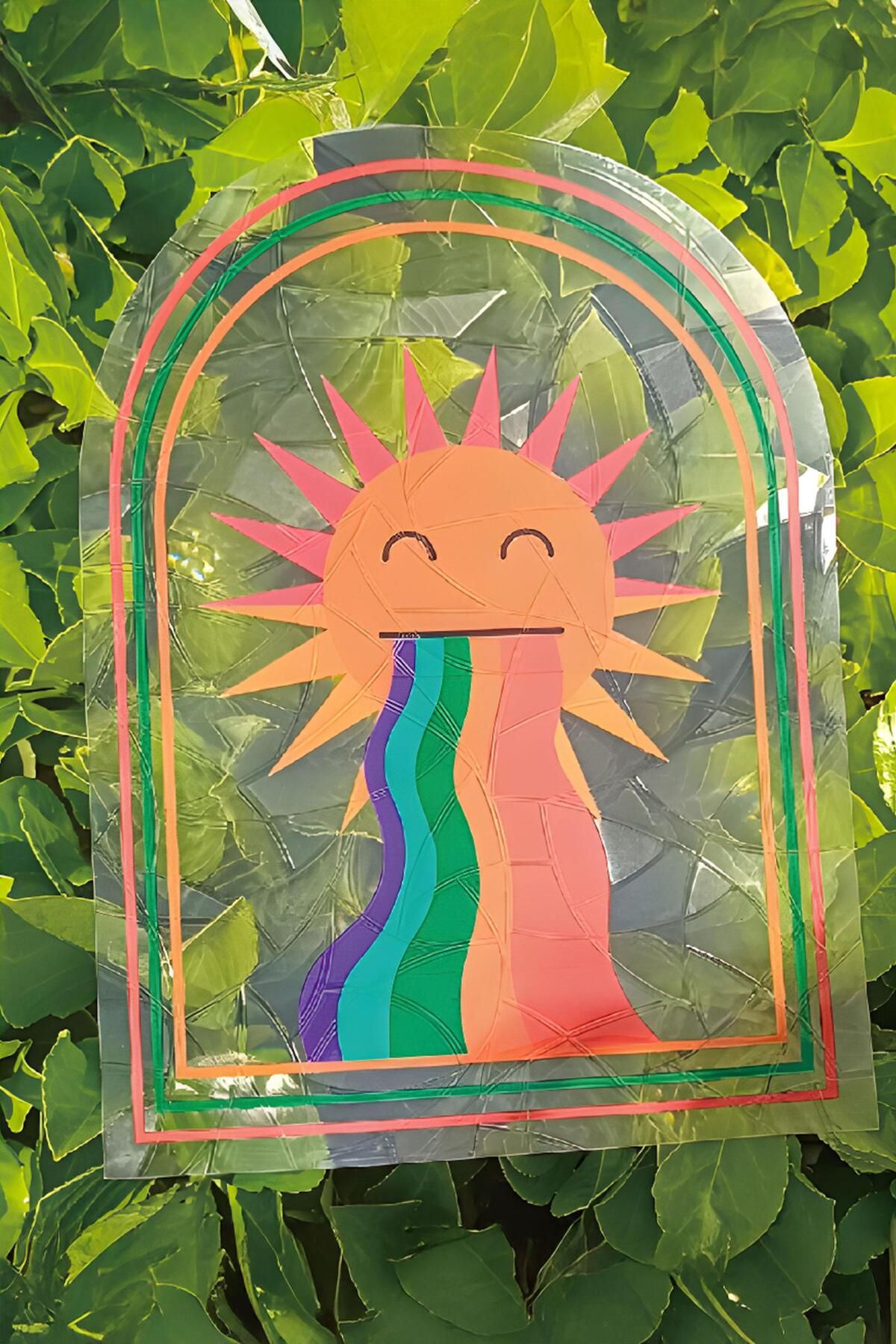 Buka Shops-Retro Flower and Rainbow Sticker Set - 6Pcs Holographic Sun Catcher Positive Message 4