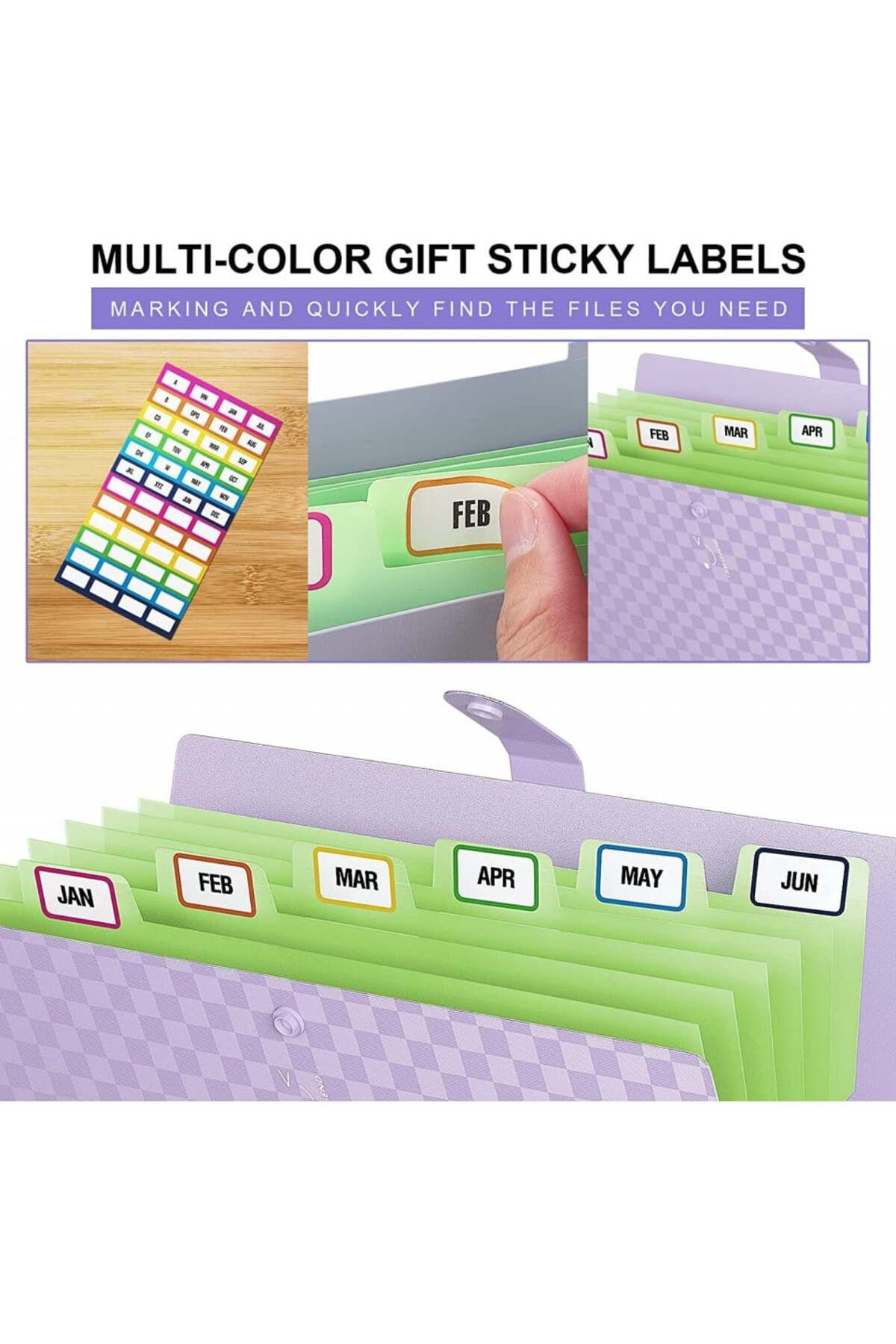 ABC-Set of 3 Organizers with 7 Accordion Pockets and 48 Labels, 32.5 X 24.3 Cm 7