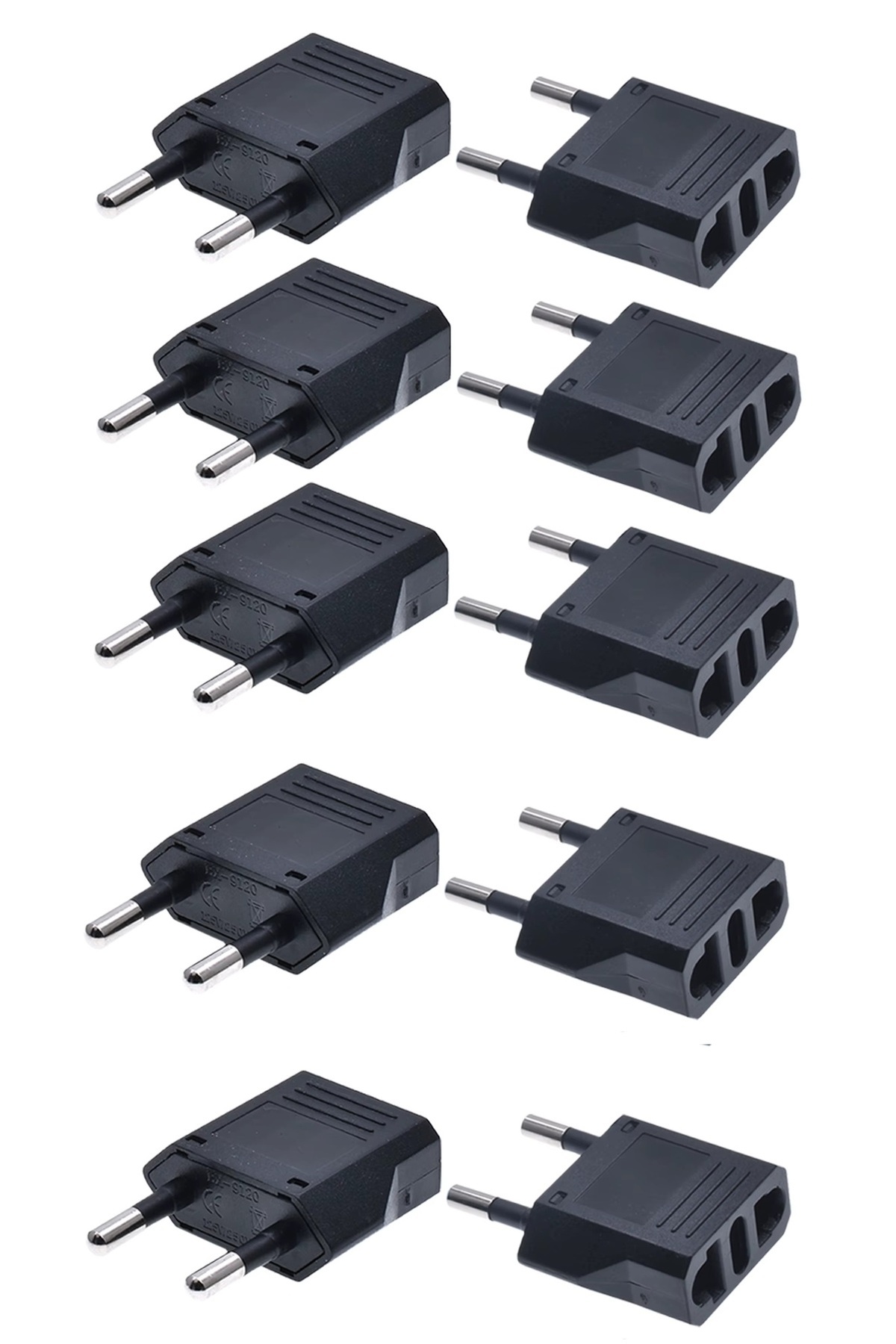 Derwell 2 Pinli Priz Dönüştürücü Amerikan Türkiye Şarj Çevirici Adaptör Priz Dönüştürücü Fiş 10 Adet