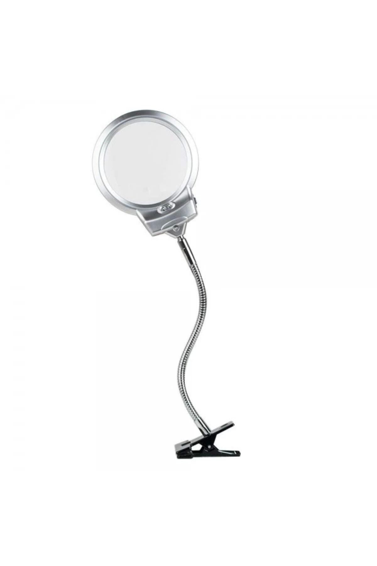 Eldenör 2.5x130 Mm 5x24 Mm Led Aydınlatmalı Büyüteç,masa Üstü Metal Hortum Mandallımg15124c