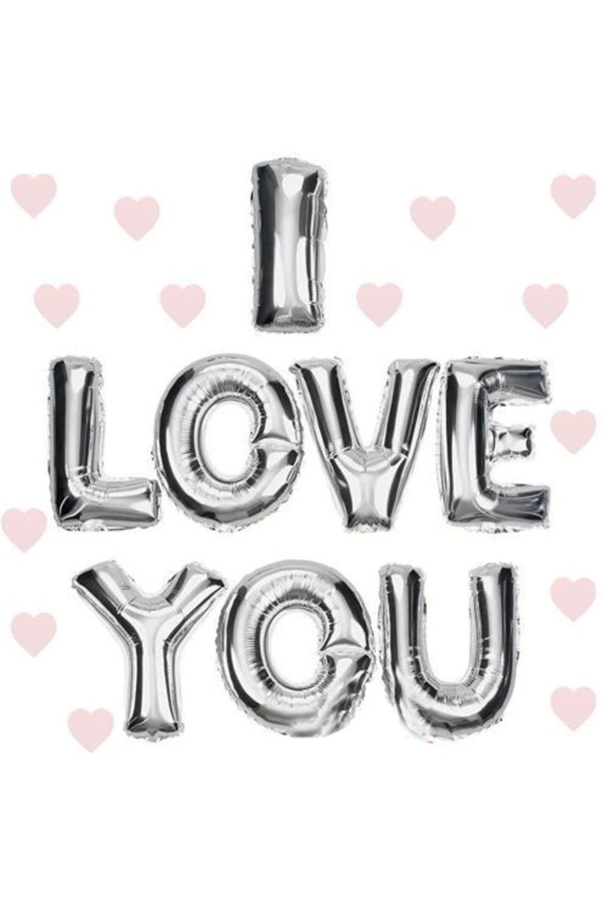 melfxxl eticaret melfxxl I Love You Folyo Balon Gümüş Renk 35 Cm