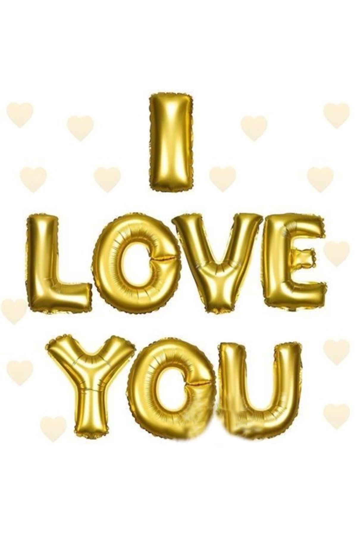 melfxxl eticaret melfxxl I Love You Folyo Balon Altın Renk 35 Cm