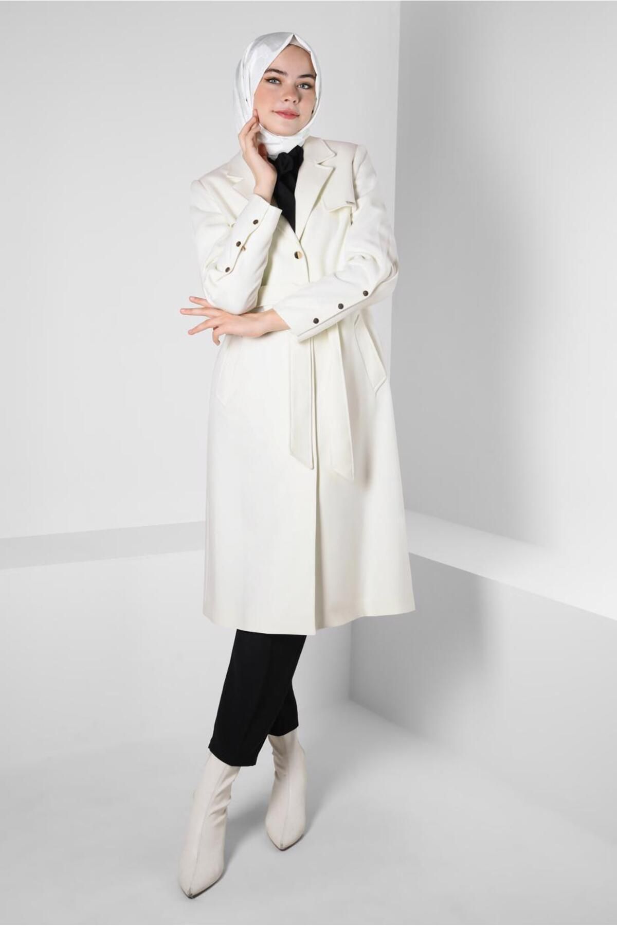 مانتو کمربندی 90413 Alvina