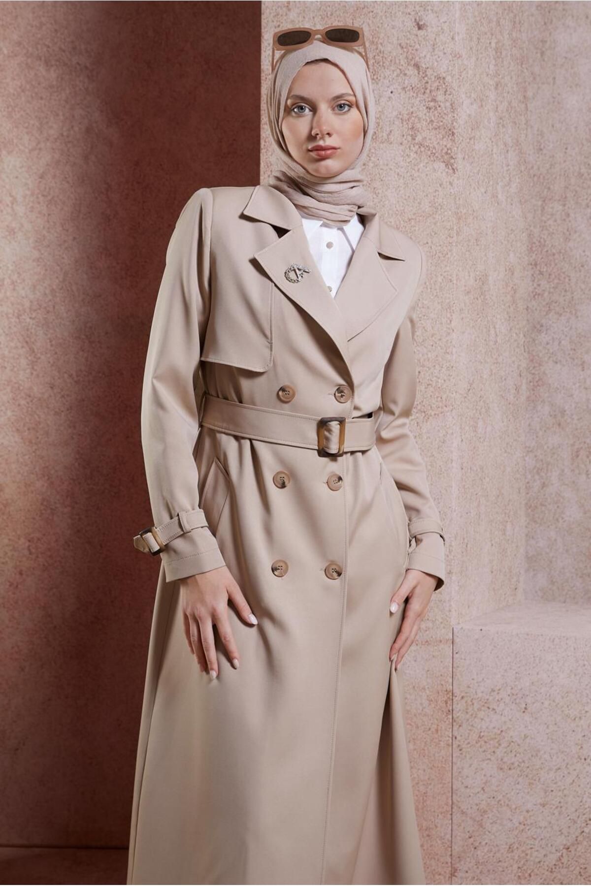Alvina-10863 Model Belted Trench Coat 1