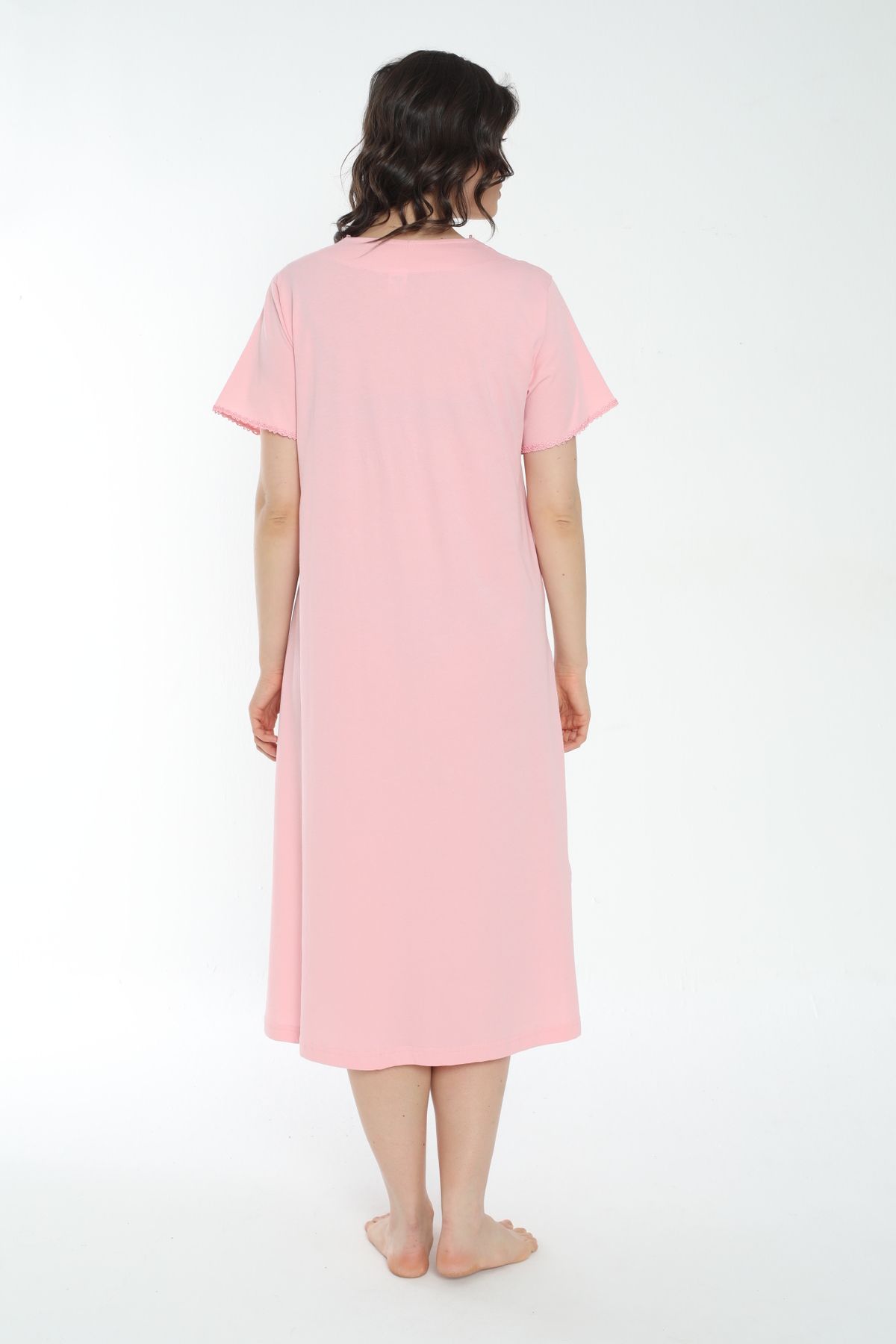 MİSS LOLİTA-Women's 100% Cotton Short Sleeve Midi Length Nightgown 535 3