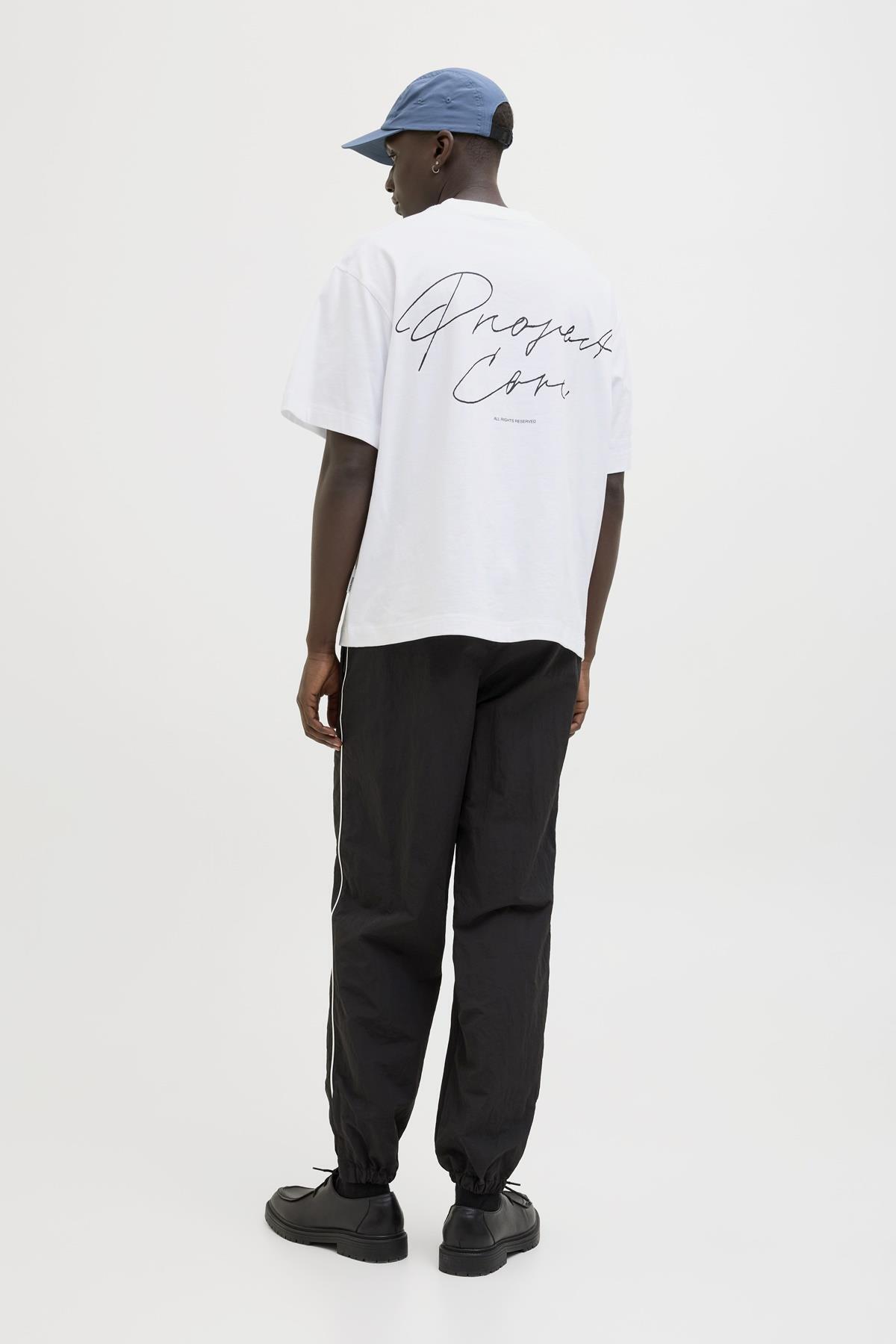 Jack & Jones-Tricou alb pentru bărbați Dynamic Script ( 12273310 -BW) 4