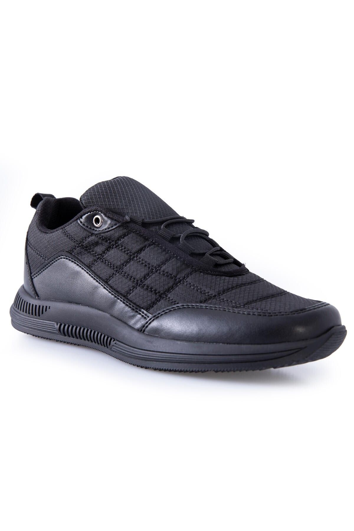 TOMMY LIFE-Black Lace Up Quilted Faux Leather Detailed Men's Sports Shoes - 89096 5