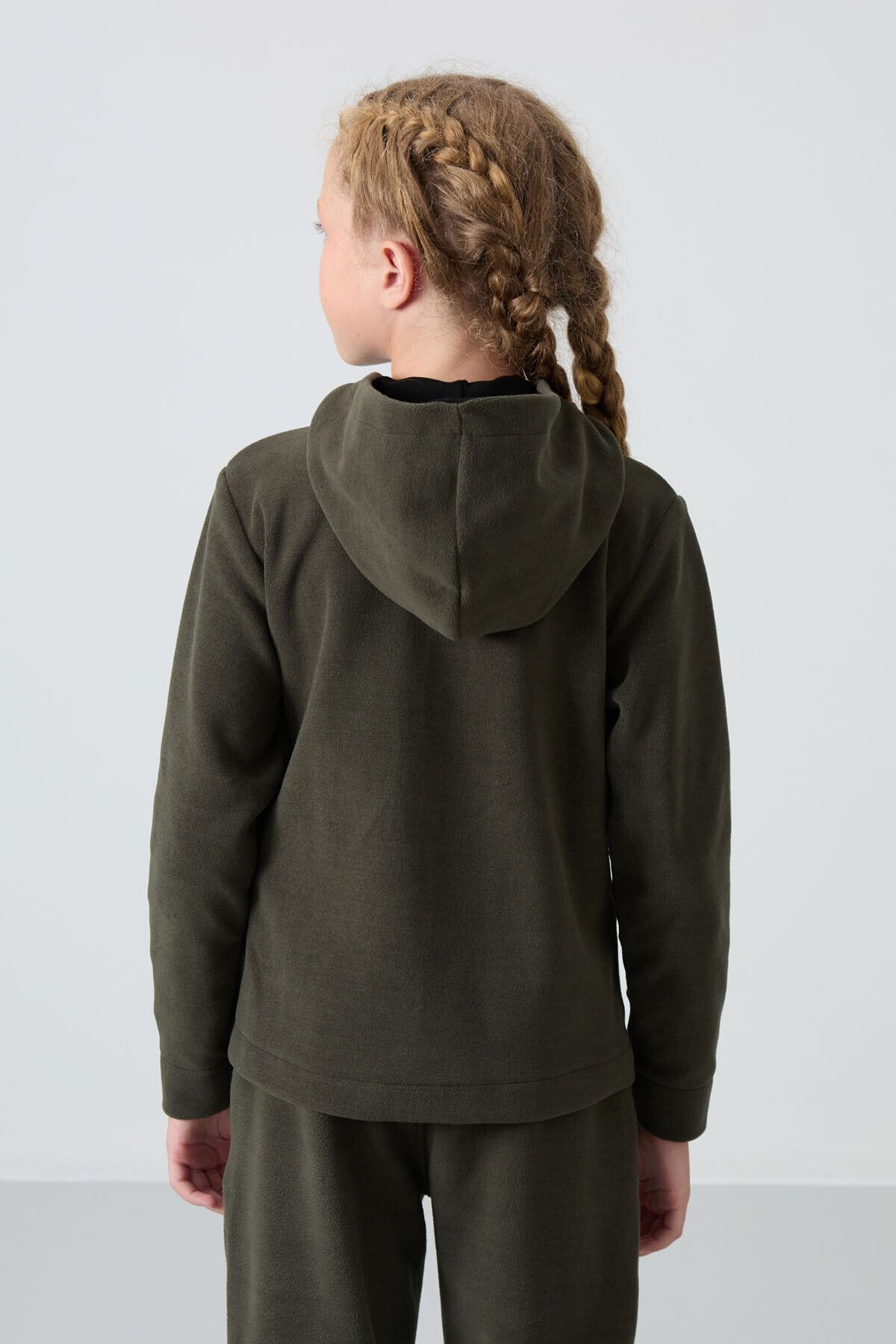 TOMMY LIFE-Girl's Embroidered Khaki Fleece Sweatshirt - Thick Soft Textured, Standard Fit - 75152 6