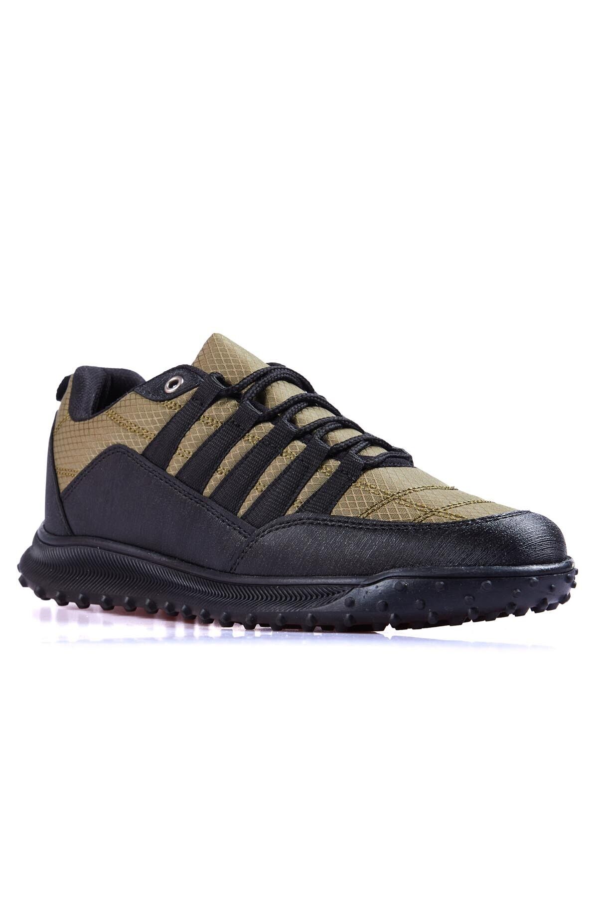 TOMMY LIFE-Detailní pánská sportovní obuv z umělé kůže v khaki šněrování - 89114 5