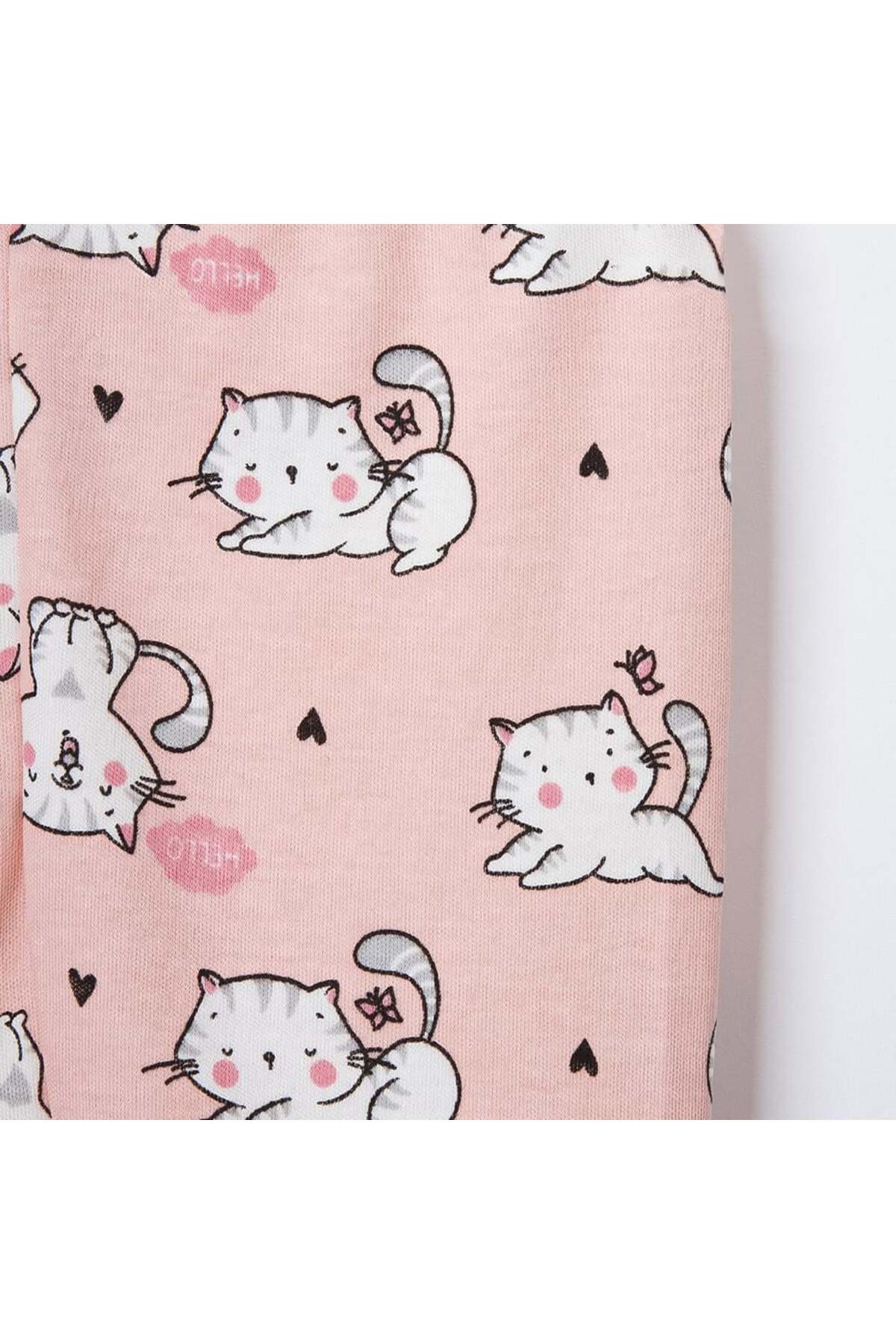 Lolons Sevimli Kedi Temalı Kız Bebek İkili Patikli Alt Açık Roza fotoğrafı 3 (önizleme)