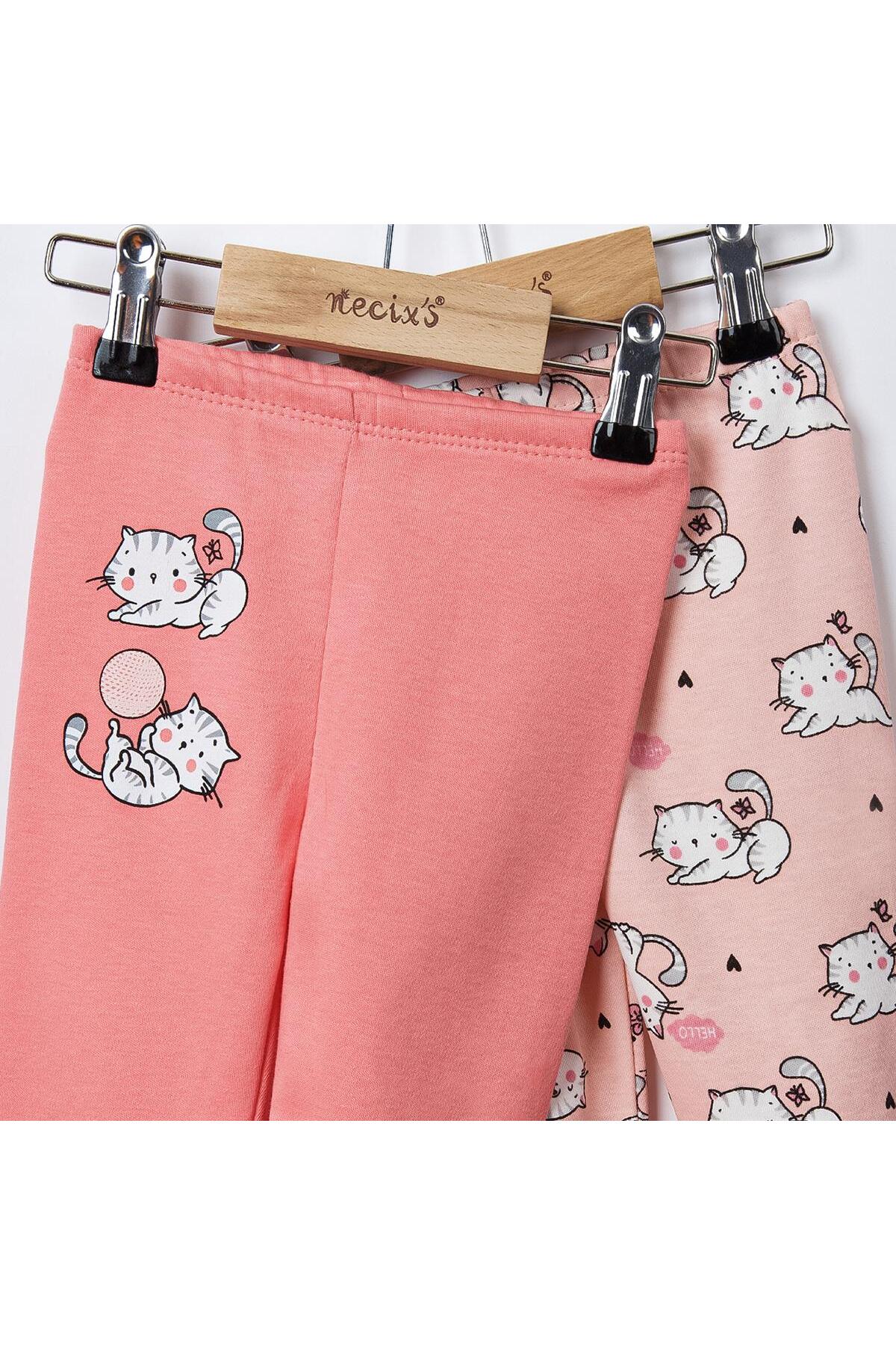 Lolons Sevimli Kedi Temalı Kız Bebek İkili Patikli Alt Açık Roza fotoğrafı 2 (önizleme)