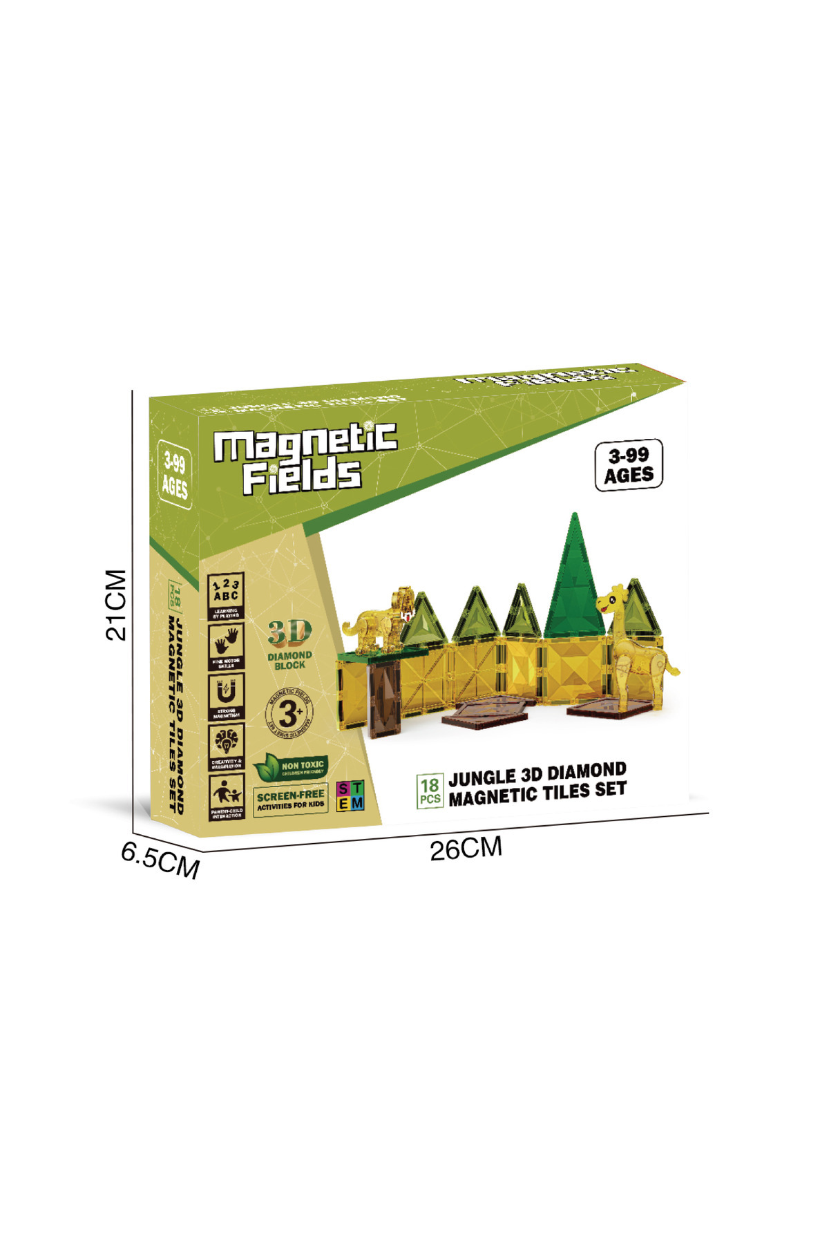 مجموعه کاشی‌های مغناطیسی الماسه جنگل سه‌بعدی – ۱۸ تکه