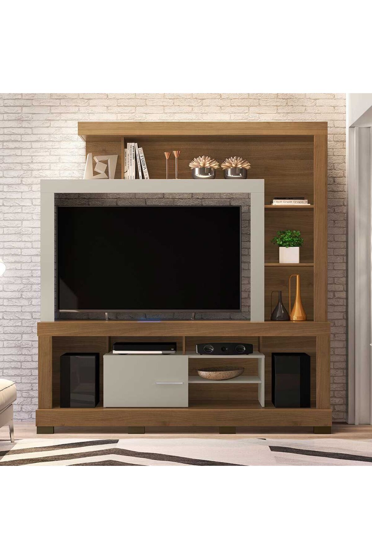 Danube Home-Ipanema Entertainment Center For TVs up to 55 Inches - Almond/Off White L180xW40xH187cm 3