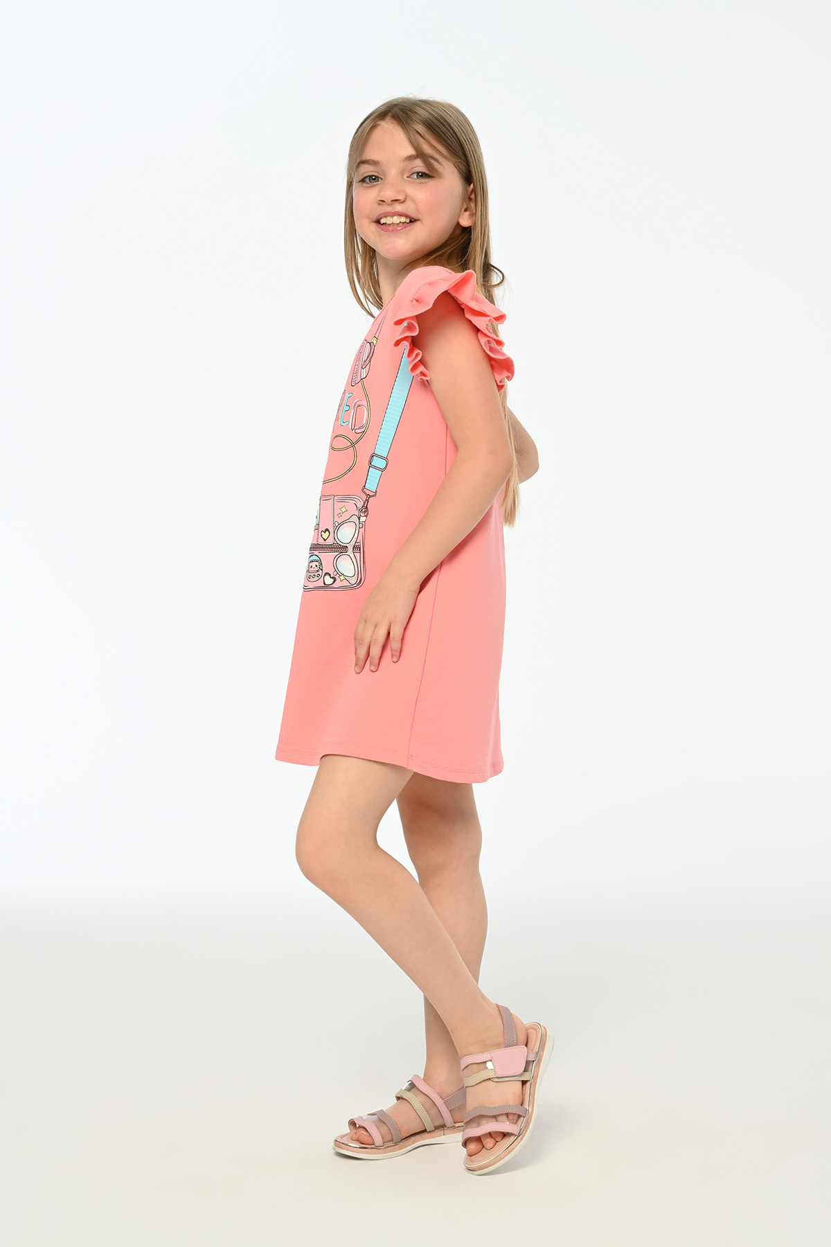 LupiaKids-Rabbit Print Girl's Dress - Pink Short Sleeve Summer Comfortable Dress 5