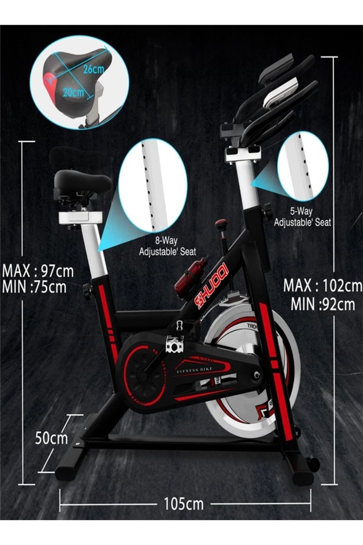 Fitness World-Exercise Bike with iPad Holder, Home Gym Exercise Bike with LCD Screen and Professional Seat 5