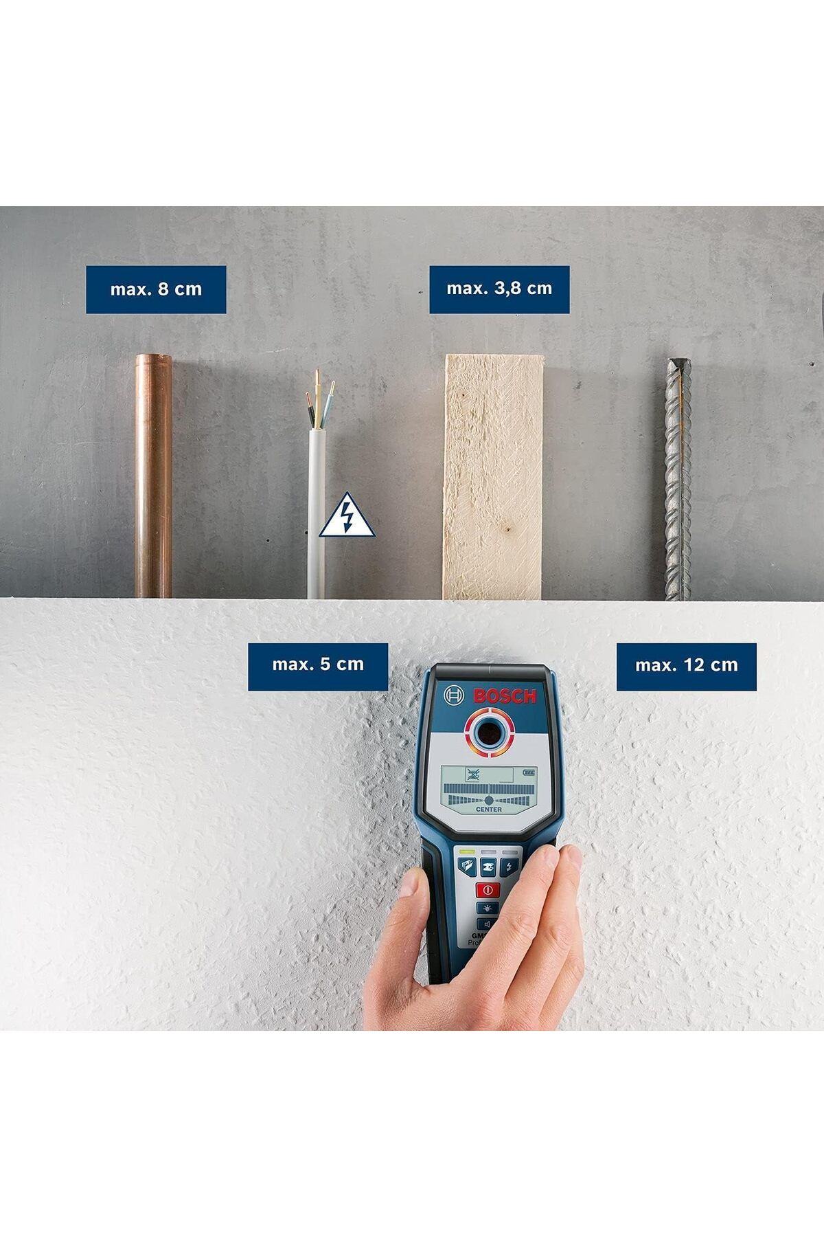 Bosch-Bosch GMS 120 Wall Detector - Simple and easy to use, ideal for renovation work, powered by 1 x 9V 6A battery 8