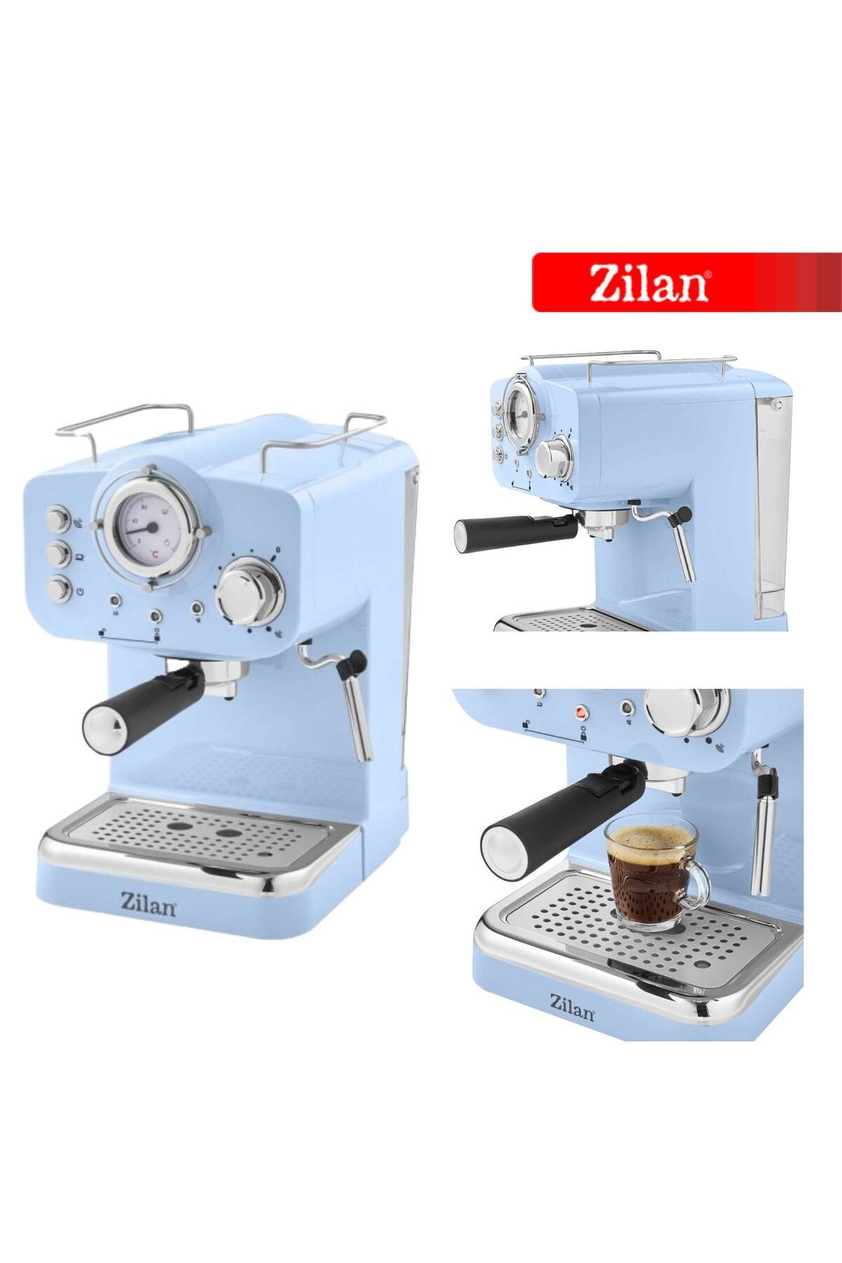 Zilan-Espressor manual Zilan ZLN2861 Albastru,15 Bar, 1.25 l, 1100W, Design Retro 4