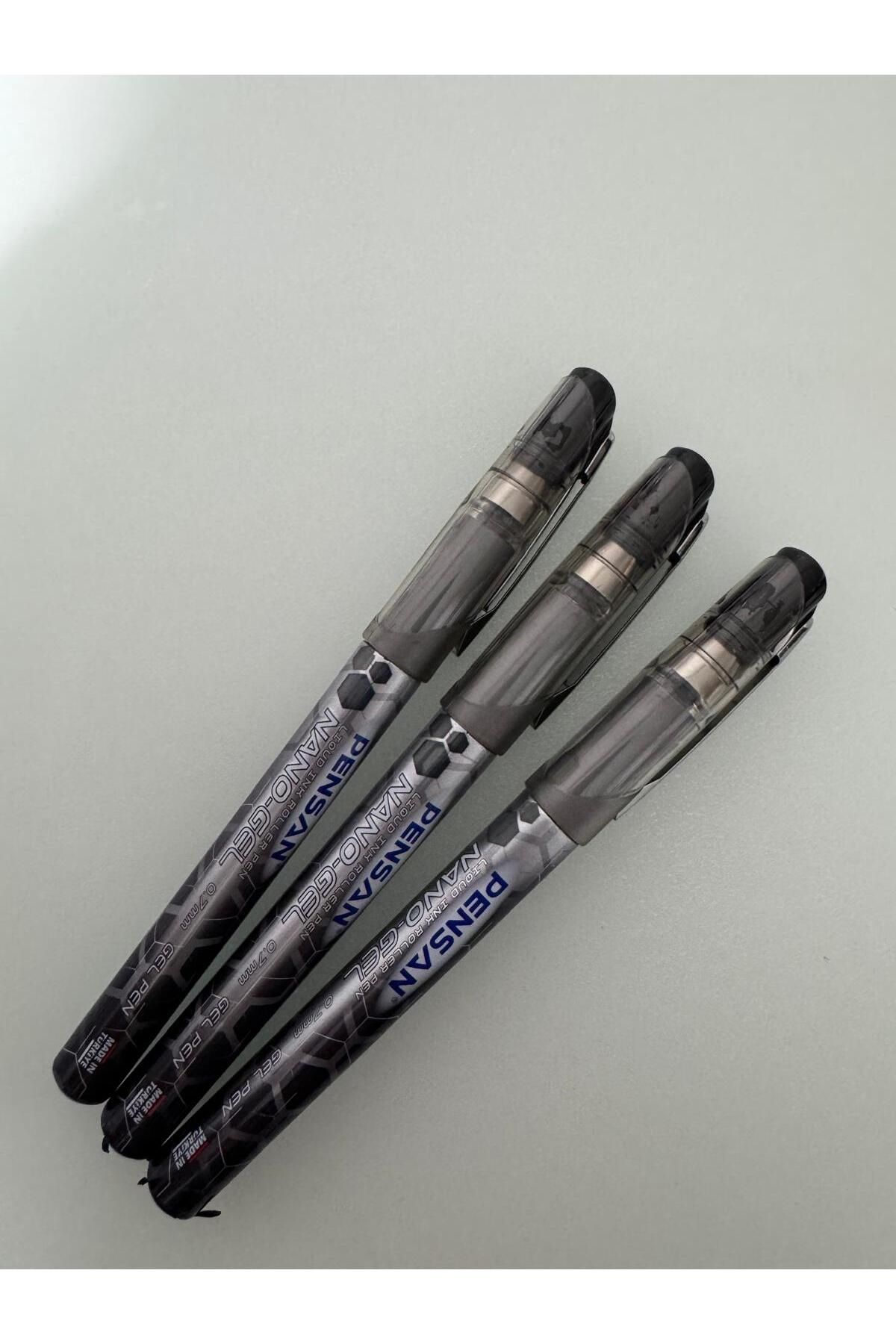 Pensan Roller Kalem Nano Gel Jel Bilye Uçlu 0.7 MM Siyah (3 Adet)