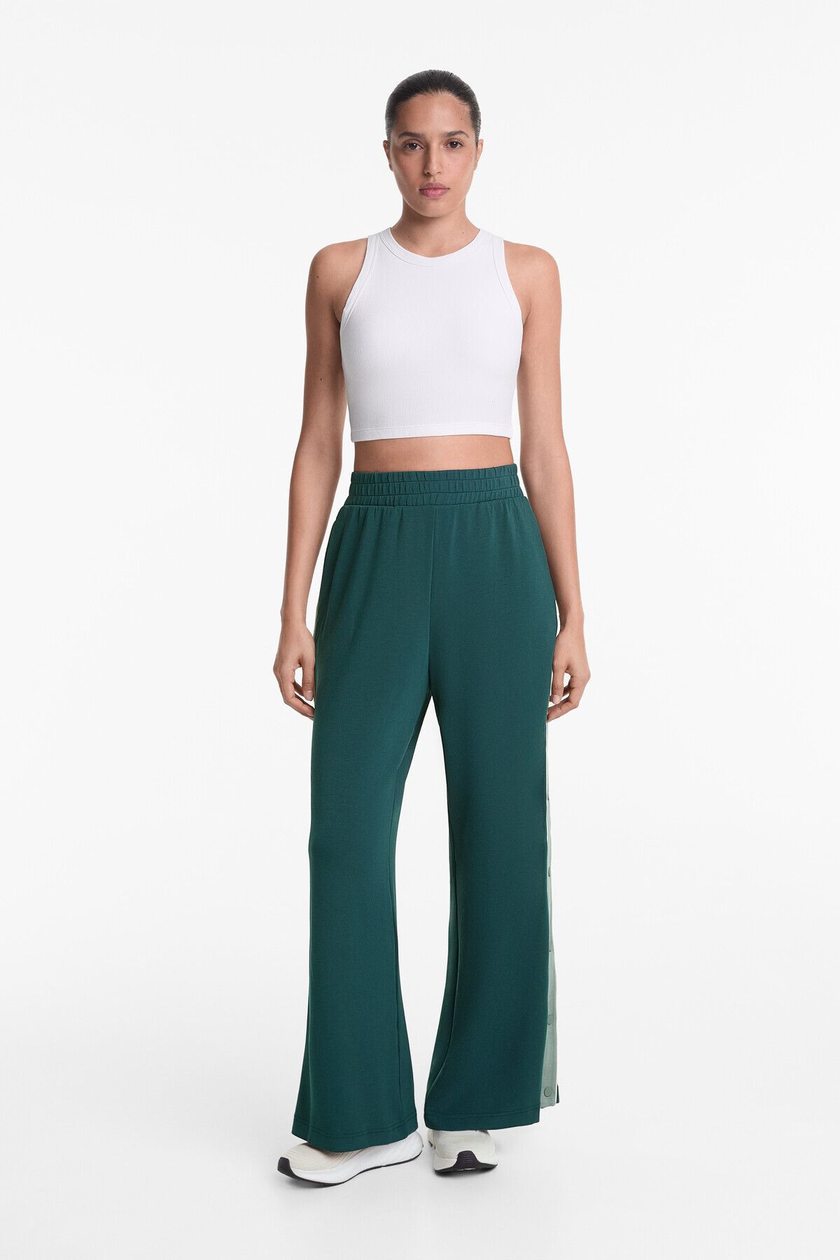 Oysho-Wide-leg trousers with soft-touch modal, piping and buttons 2