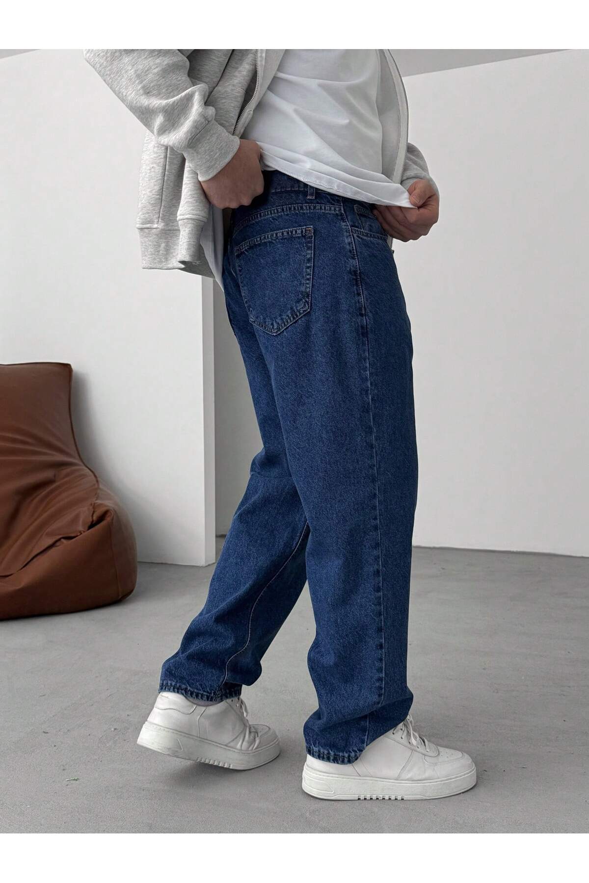 WKM  Casual Erkek Baggy Denim Kot Pantolon - Görsel 4