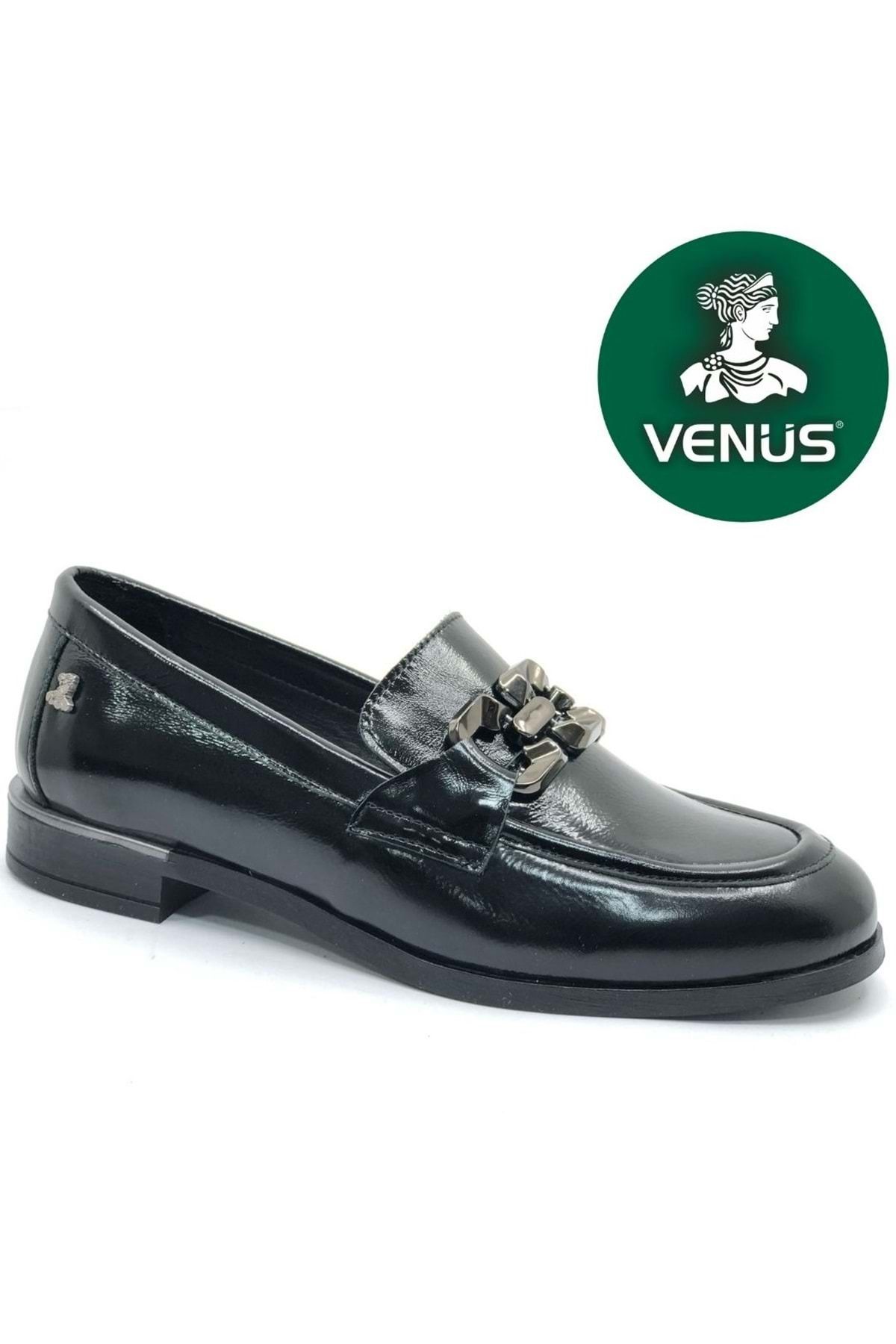 Venüs Lepus Hakiki Deri Comfort Casual Oxford Ortopedik Kadın Ayakkabı Siyah-rugan