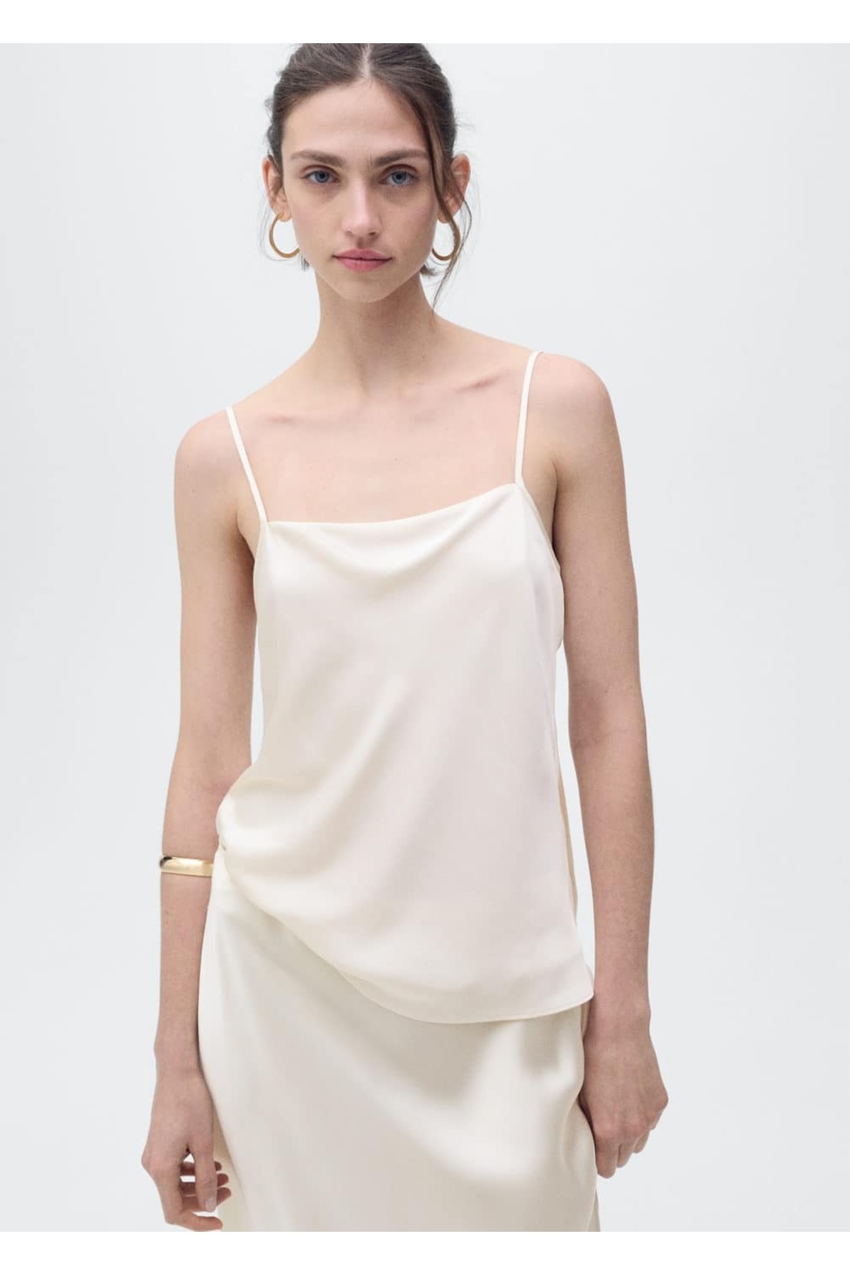 Drape yaka saten bluz