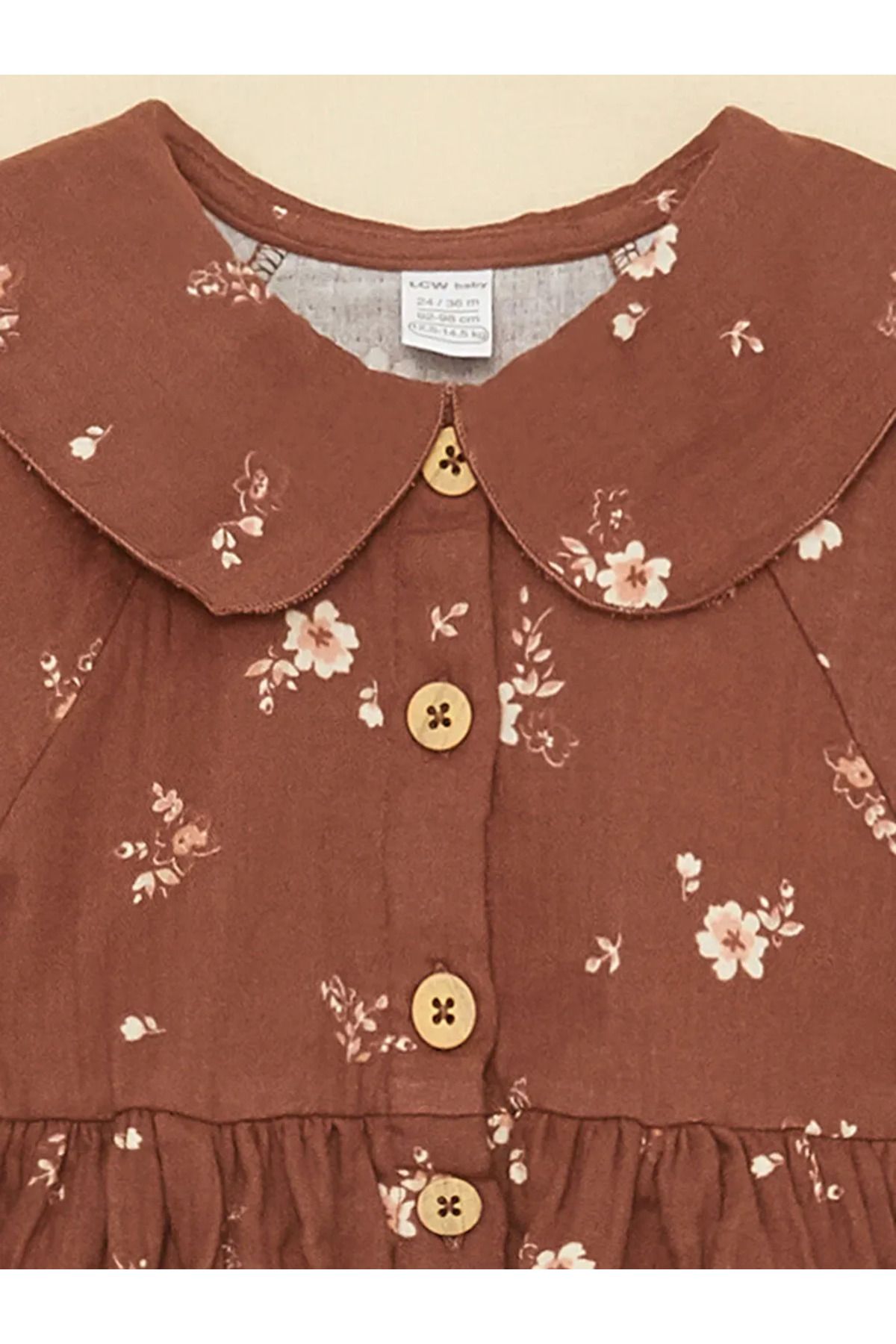 LC Waikiki-Lcw Baby Floral Patterned Baby Collar Baby Girl Dress 3
