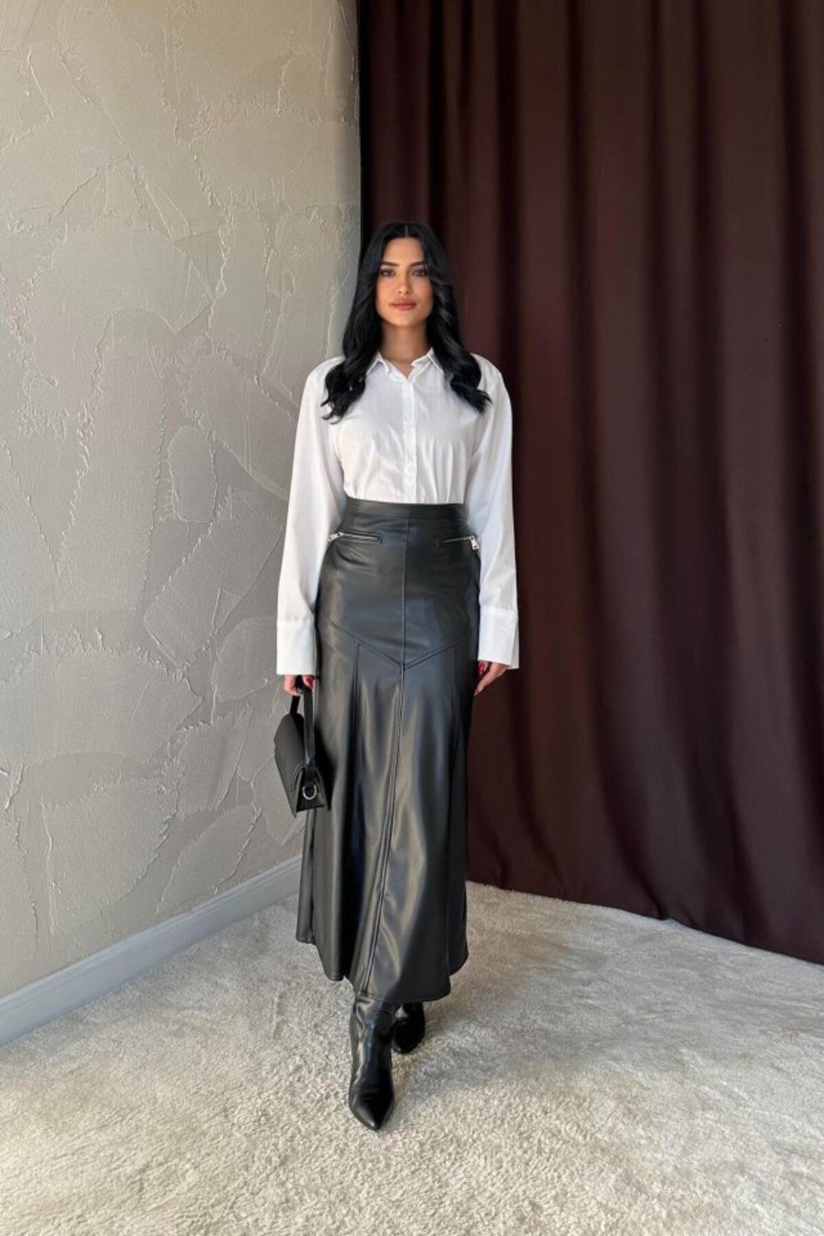 Rose's Boutique All About Women Rose's Boutiqe All About Women Siyah Fermuar Detaylı Deri Etek