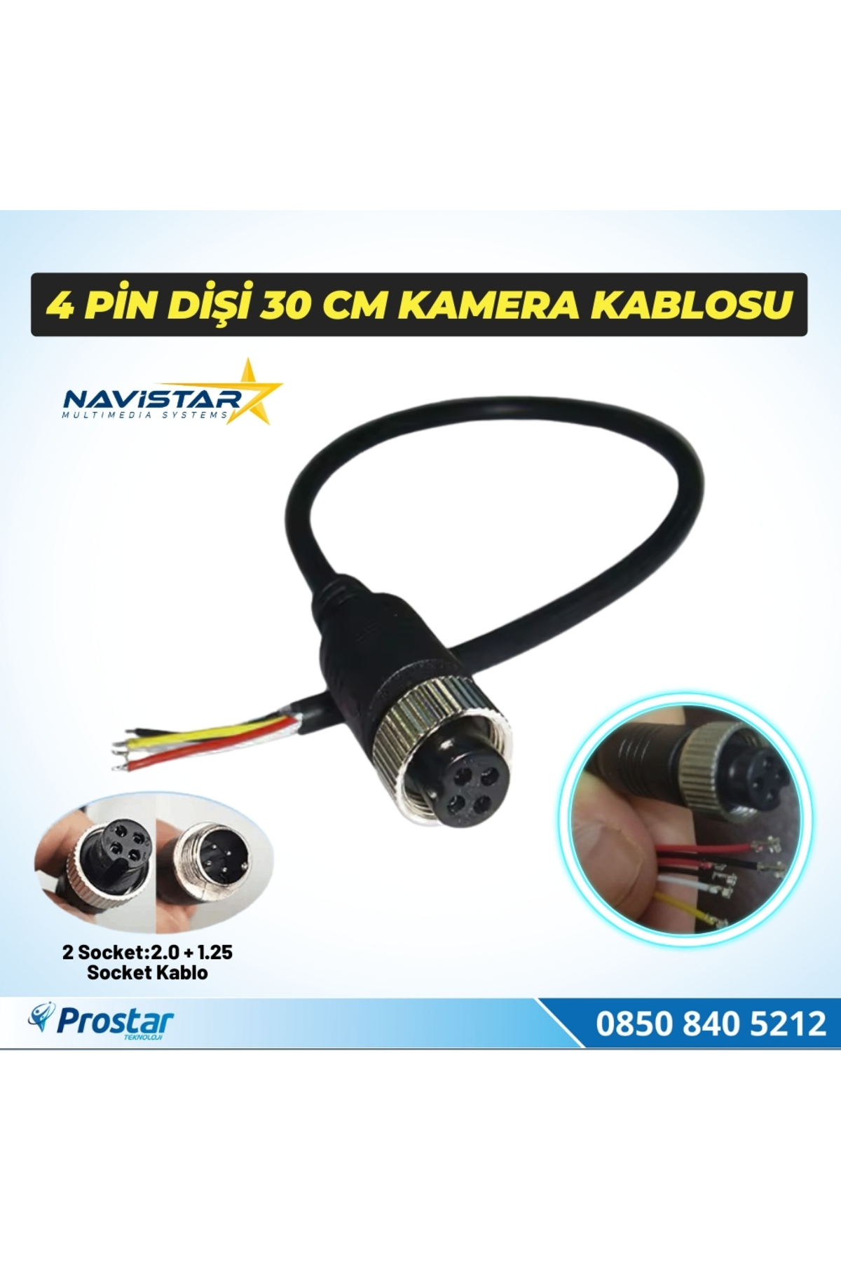Navistar 4 Pin Socket Navistar 30 Cm 4 Pin aviation dişi soket Kısa Kamera Kablosu - Fiyatı ...